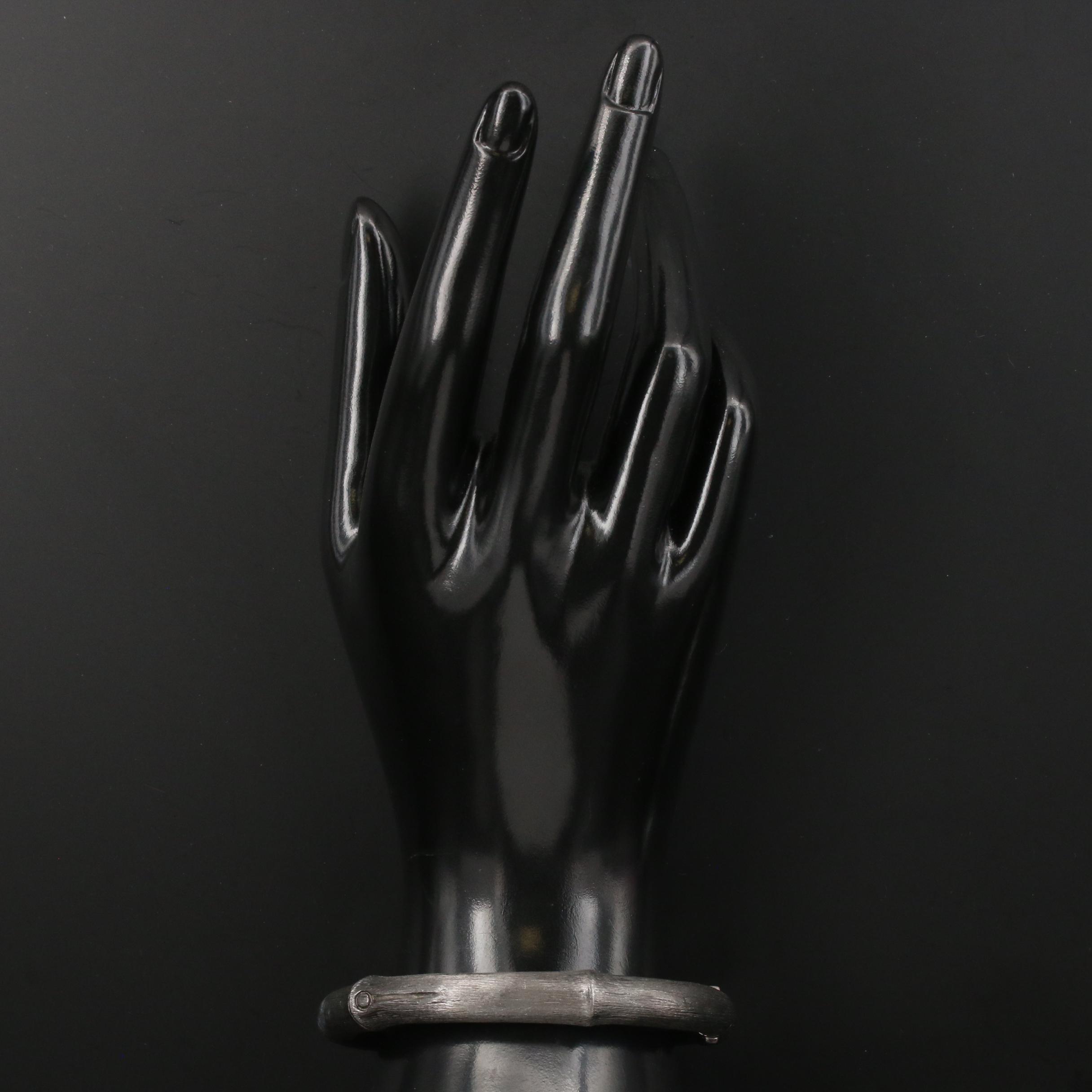 John Hardy "Bamboo" Sterling Silver Hinged Bangle with Matte Finish