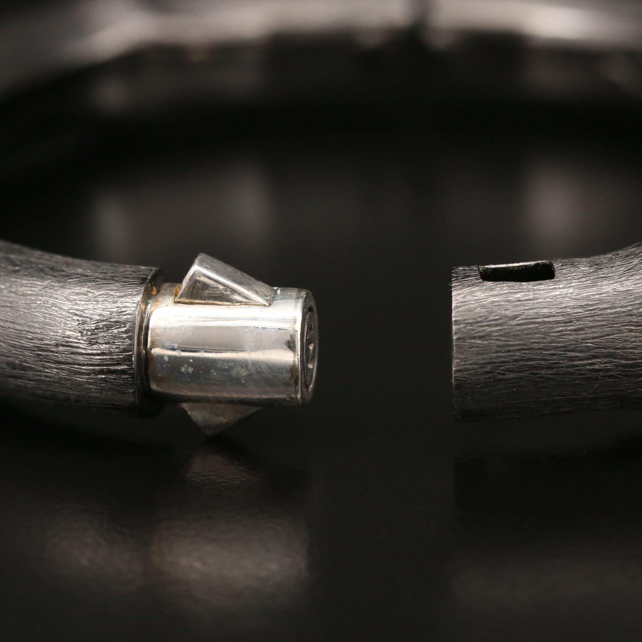 John Hardy "Bamboo" Sterling Silver Hinged Bangle with Matte Finish