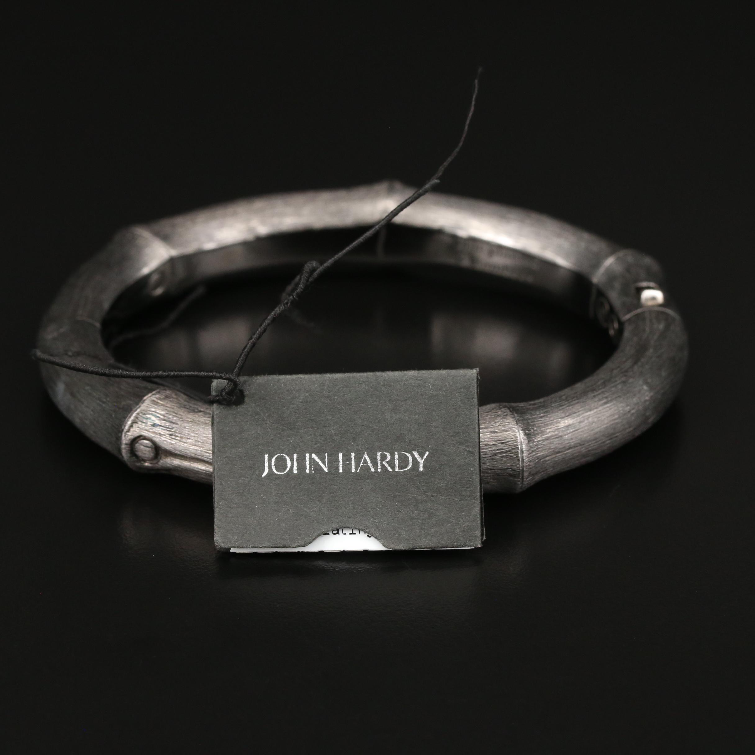 John Hardy "Bamboo" Sterling Silver Hinged Bangle with Matte Finish