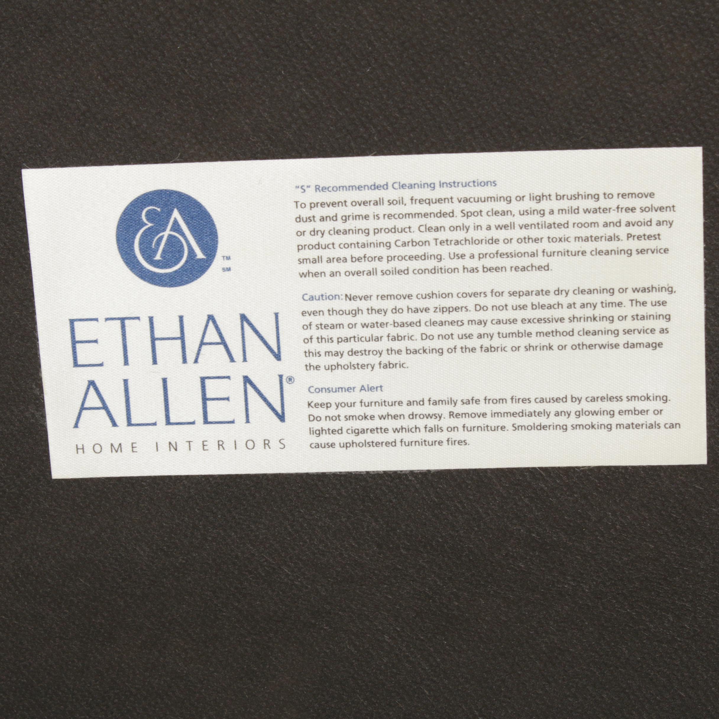 Ethan Allen Versailles Upholstered Armchair and Ottoman, Late 20th Century