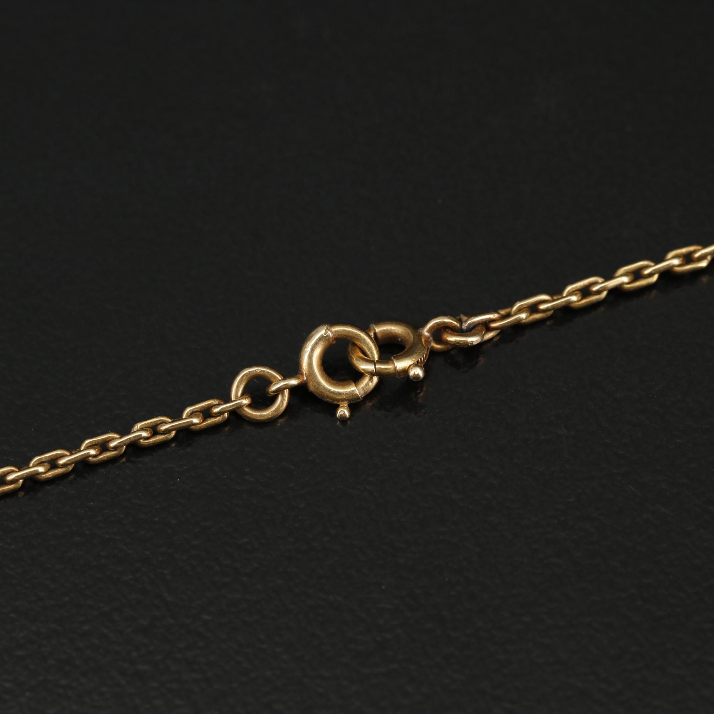 Antique Fritz Courvoisier 14K Enamel and Diamond Watch on 18K Enamel Chain