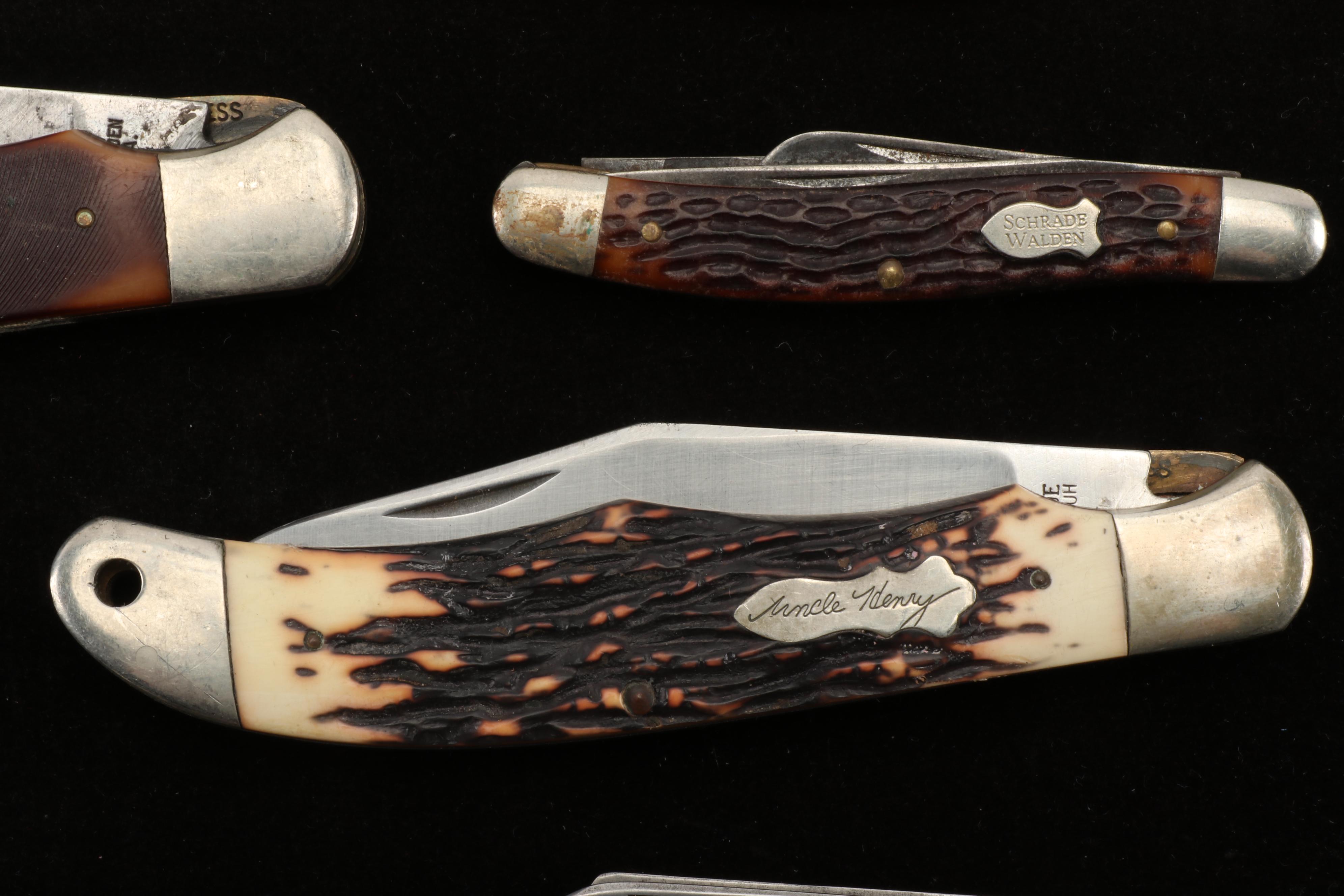 Schrade Pocket Knives Including Old Timer, Uncle Henry, Scrimshaw, and More