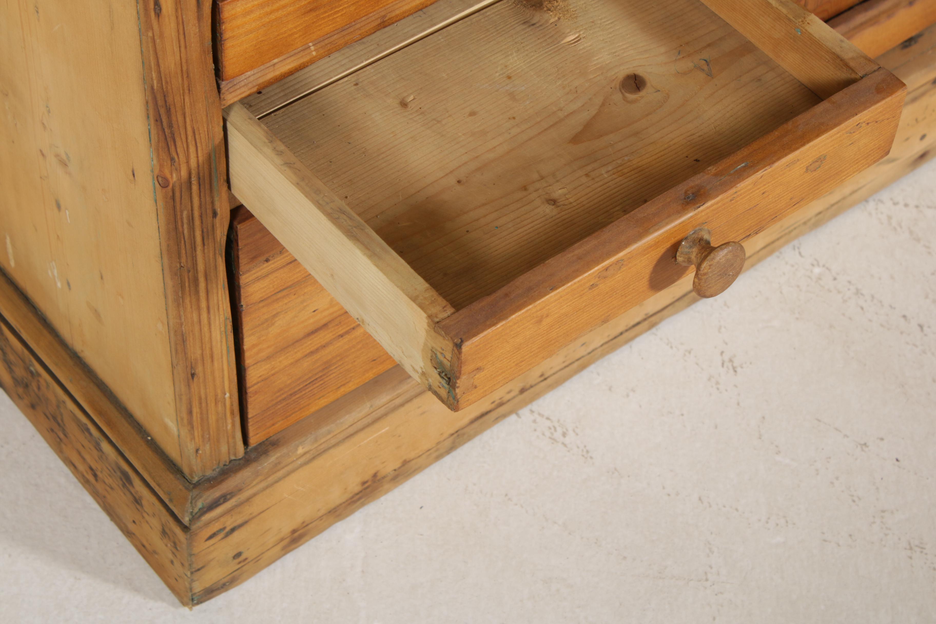 Pine Stepback Cabinet, Possibly a Mercantile Cabinet, 19th Century
