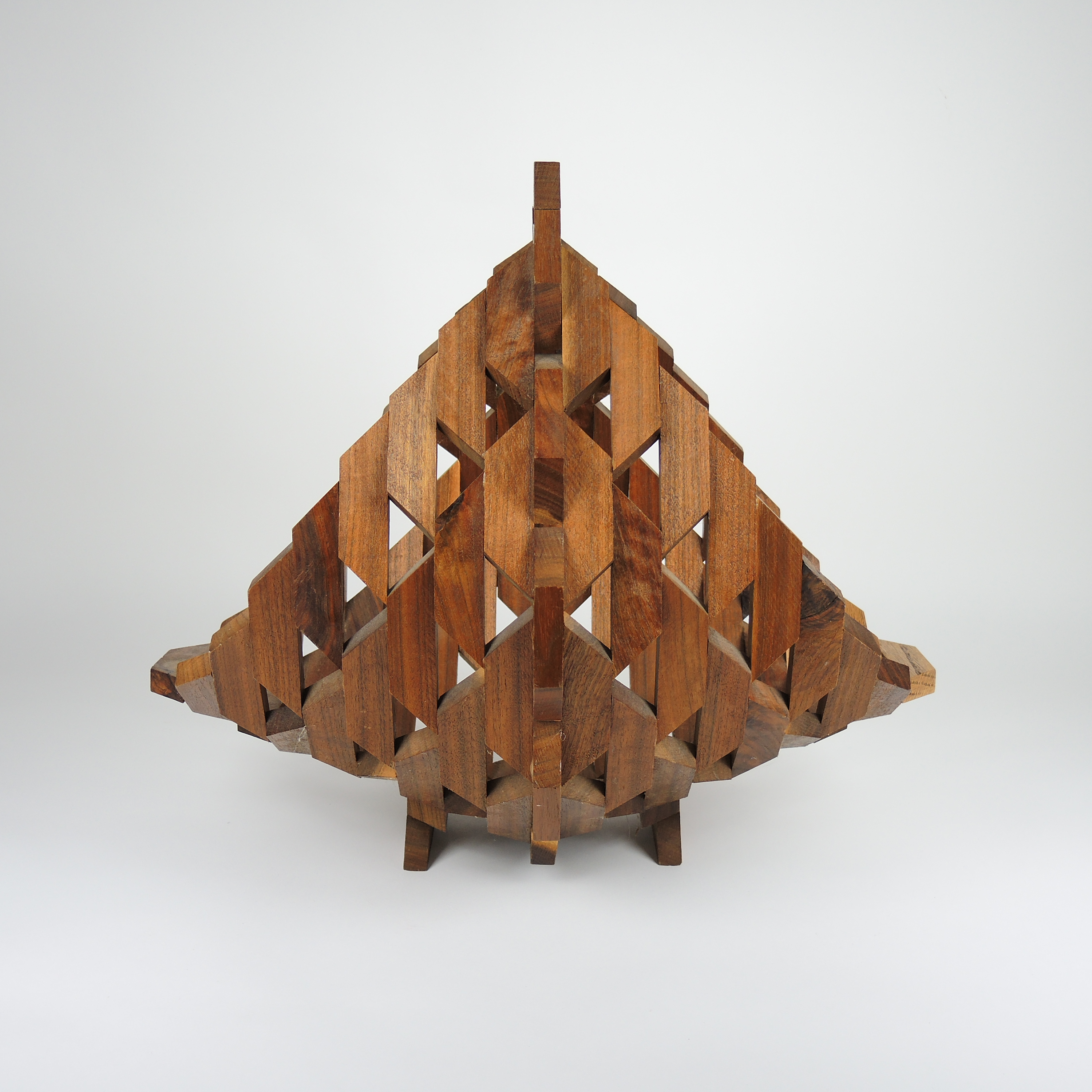 Mid Century Modern Wooden Geometric Basket