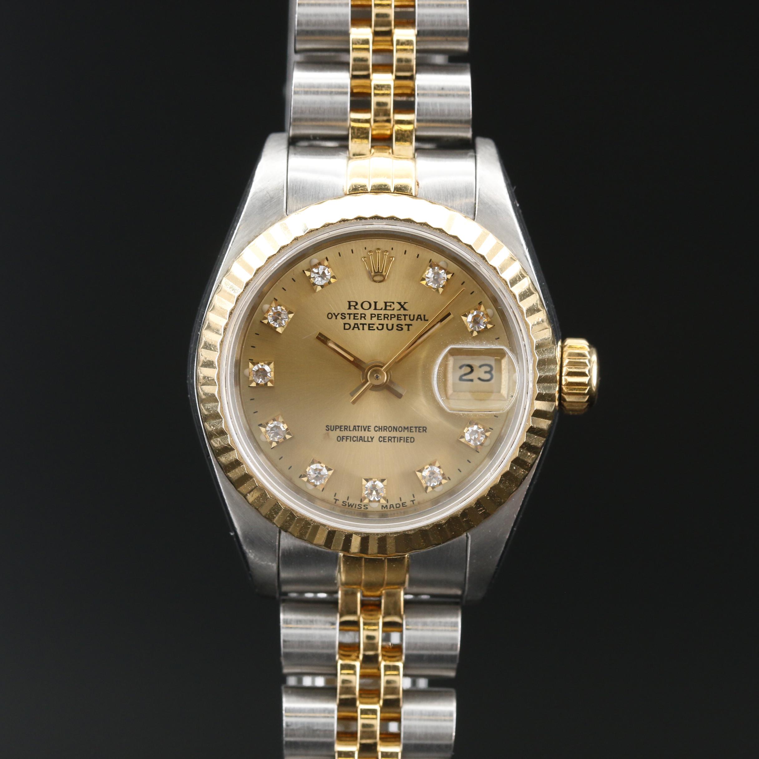 1991 Rolex Datejust Factory Diamond Dial and 18K Gold Automatic Watch