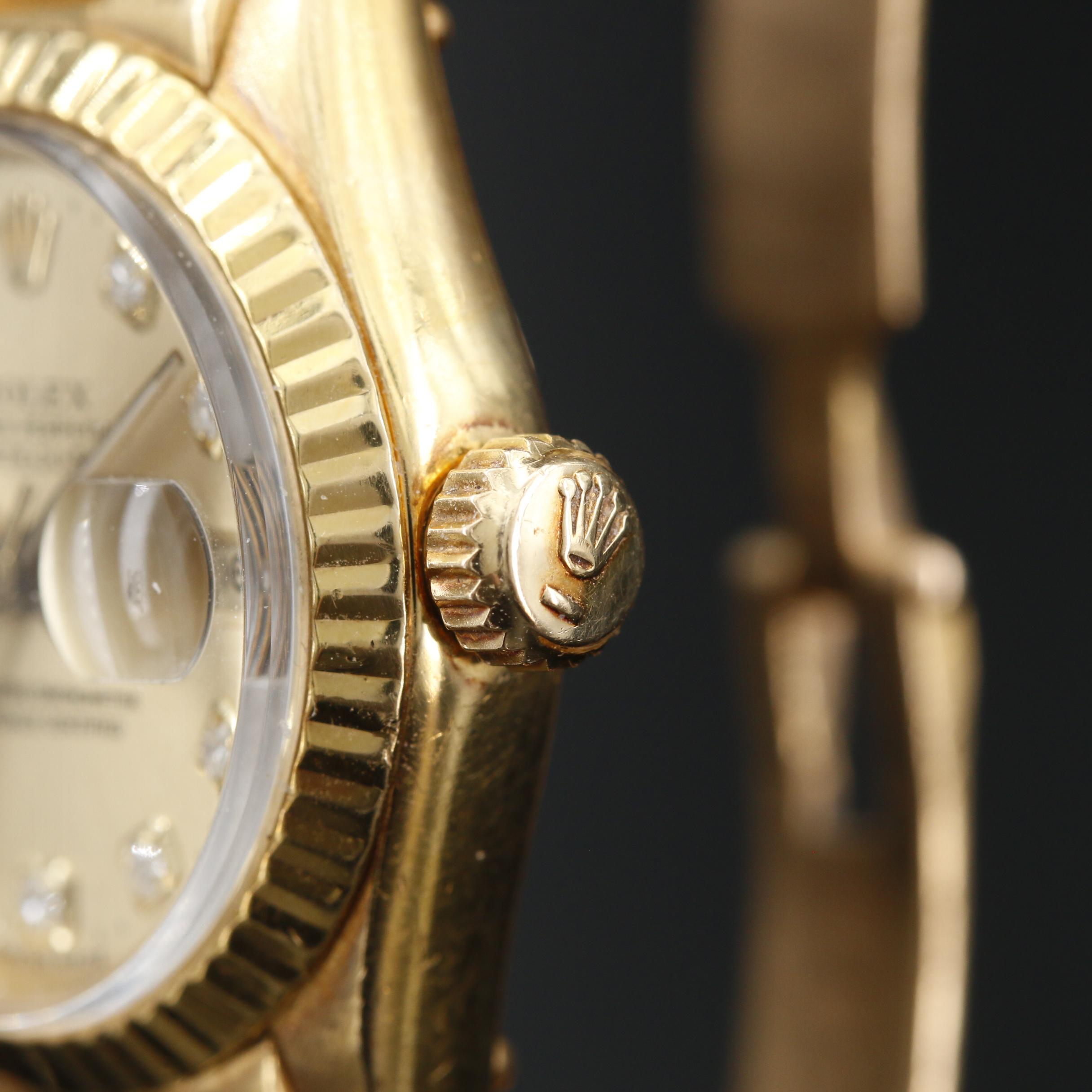 1970 Rolex Datejust 18K Automatic Watch with Factory Diamond Dial