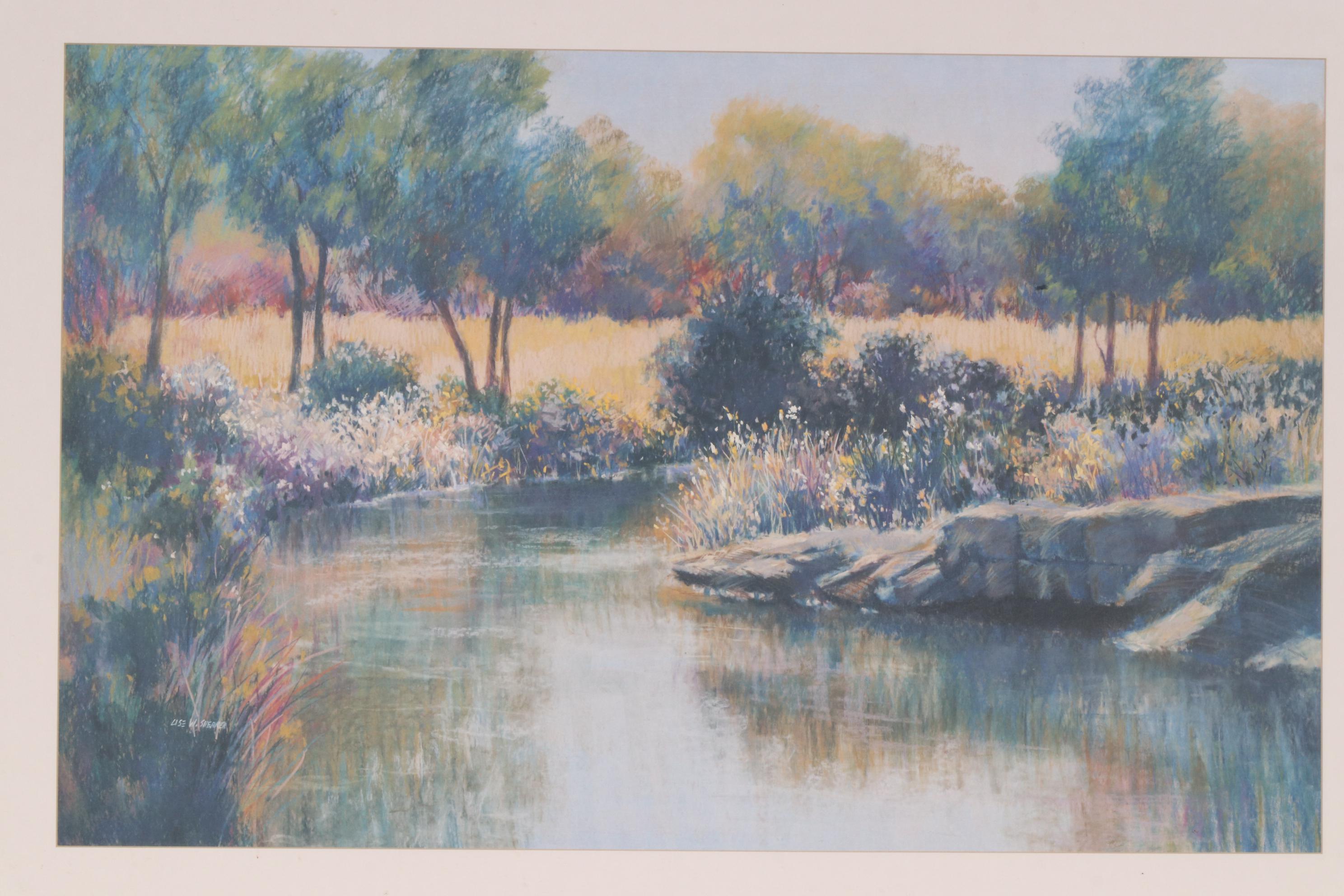 Lise W. Shearer Pastel Riverbank Landscape