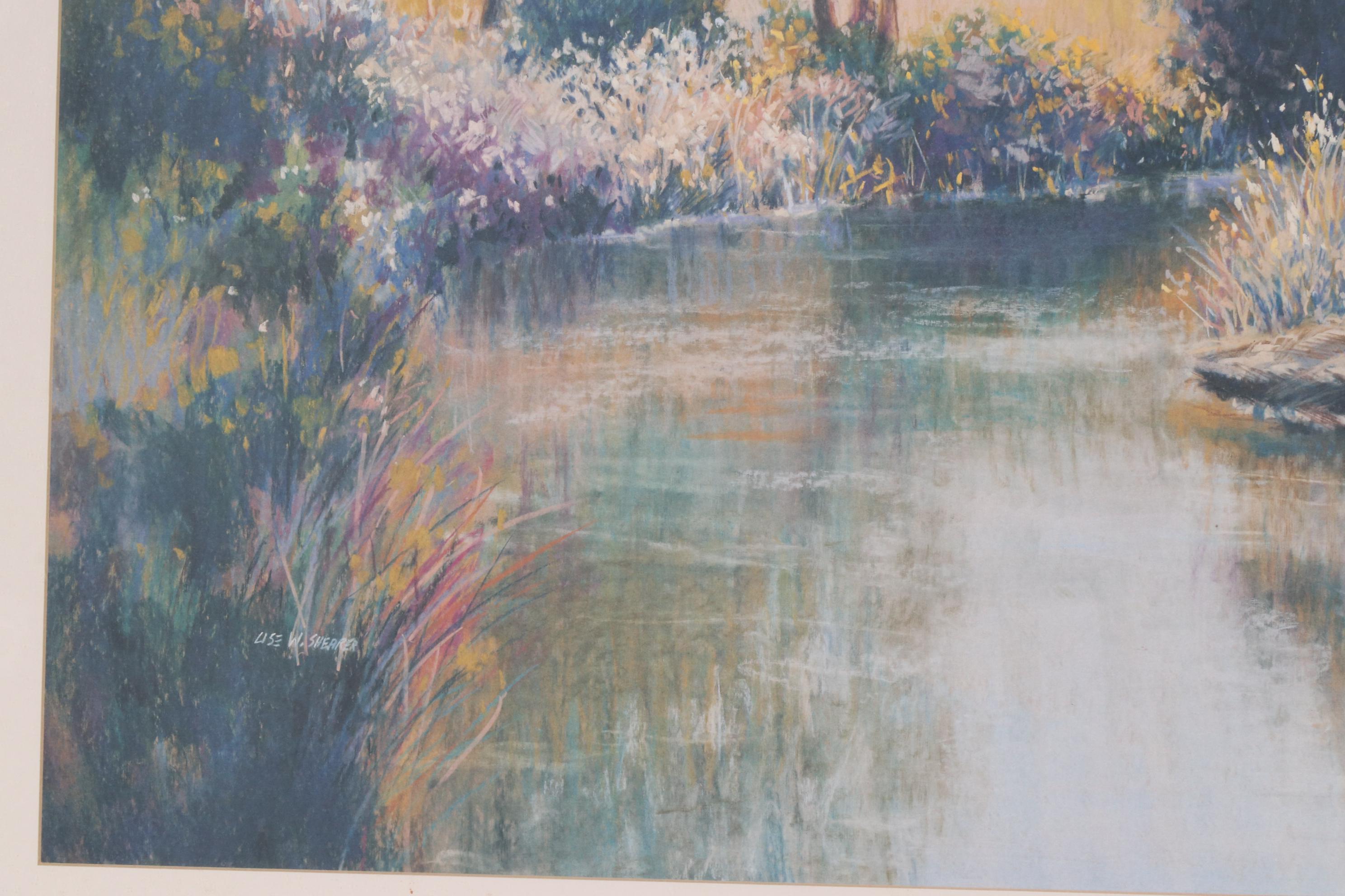 Lise W. Shearer Pastel Riverbank Landscape