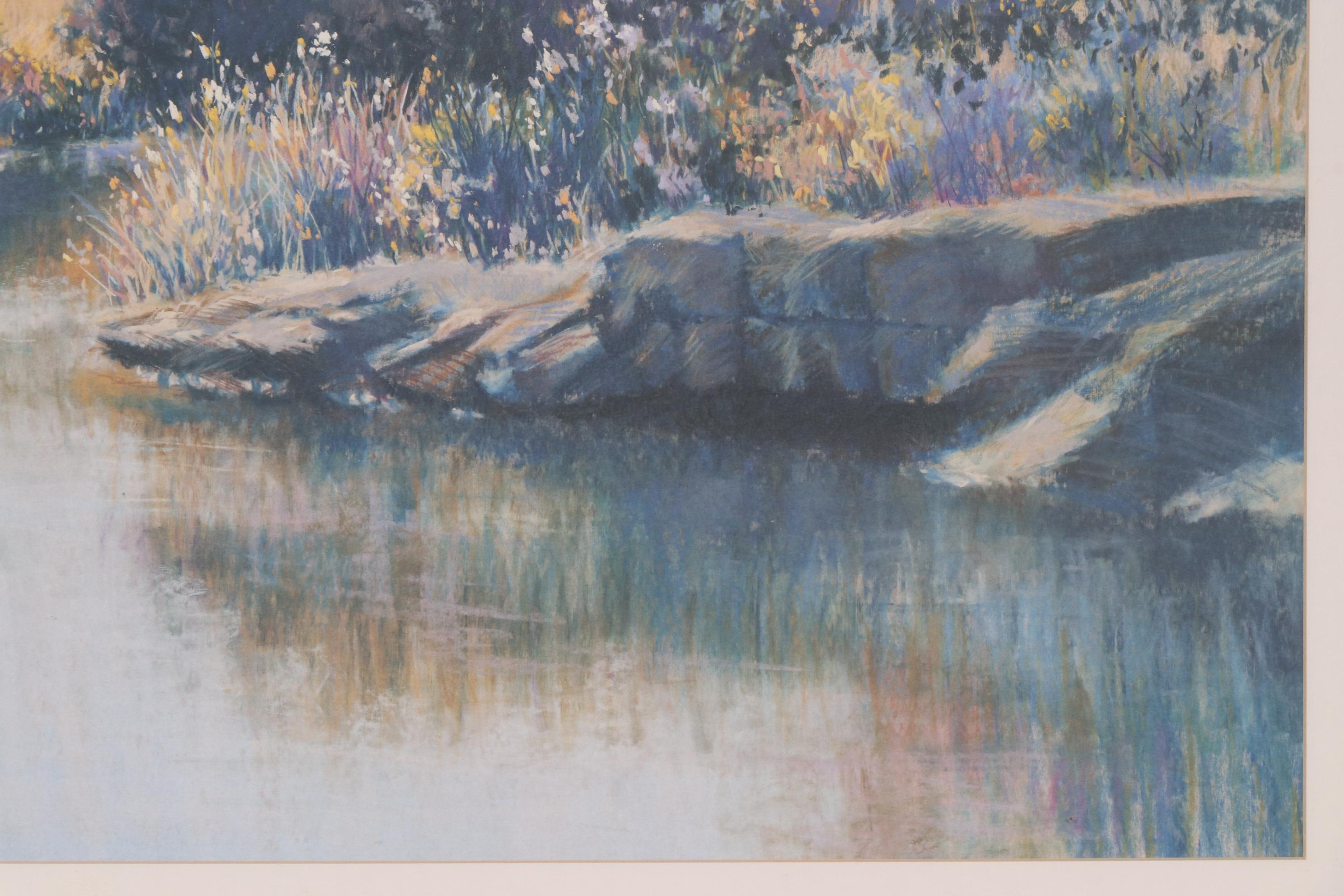 Lise W. Shearer Pastel Riverbank Landscape