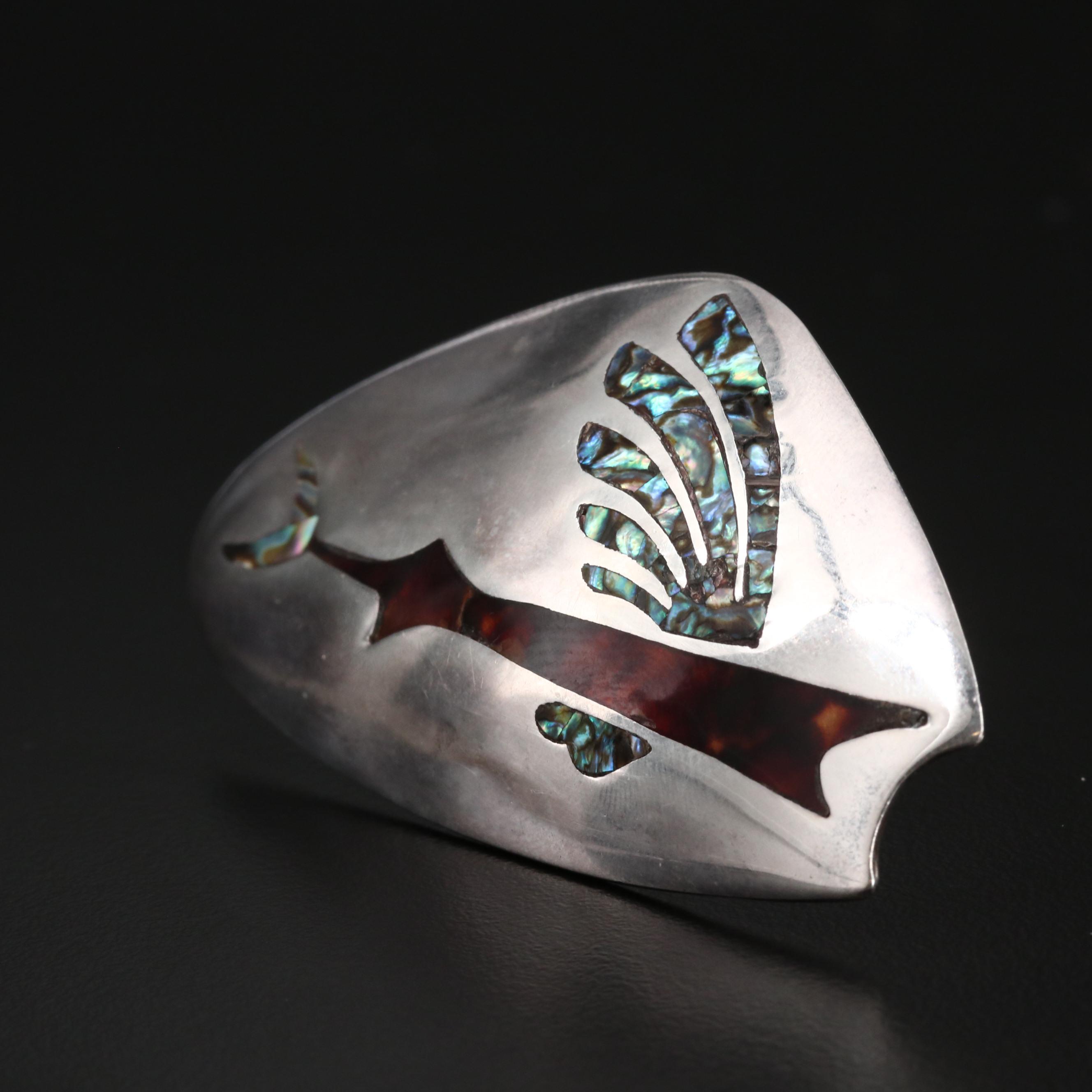 Sterling Silver Jewelry Including Tortoise Shell, Abalone and Mother of Pearl.