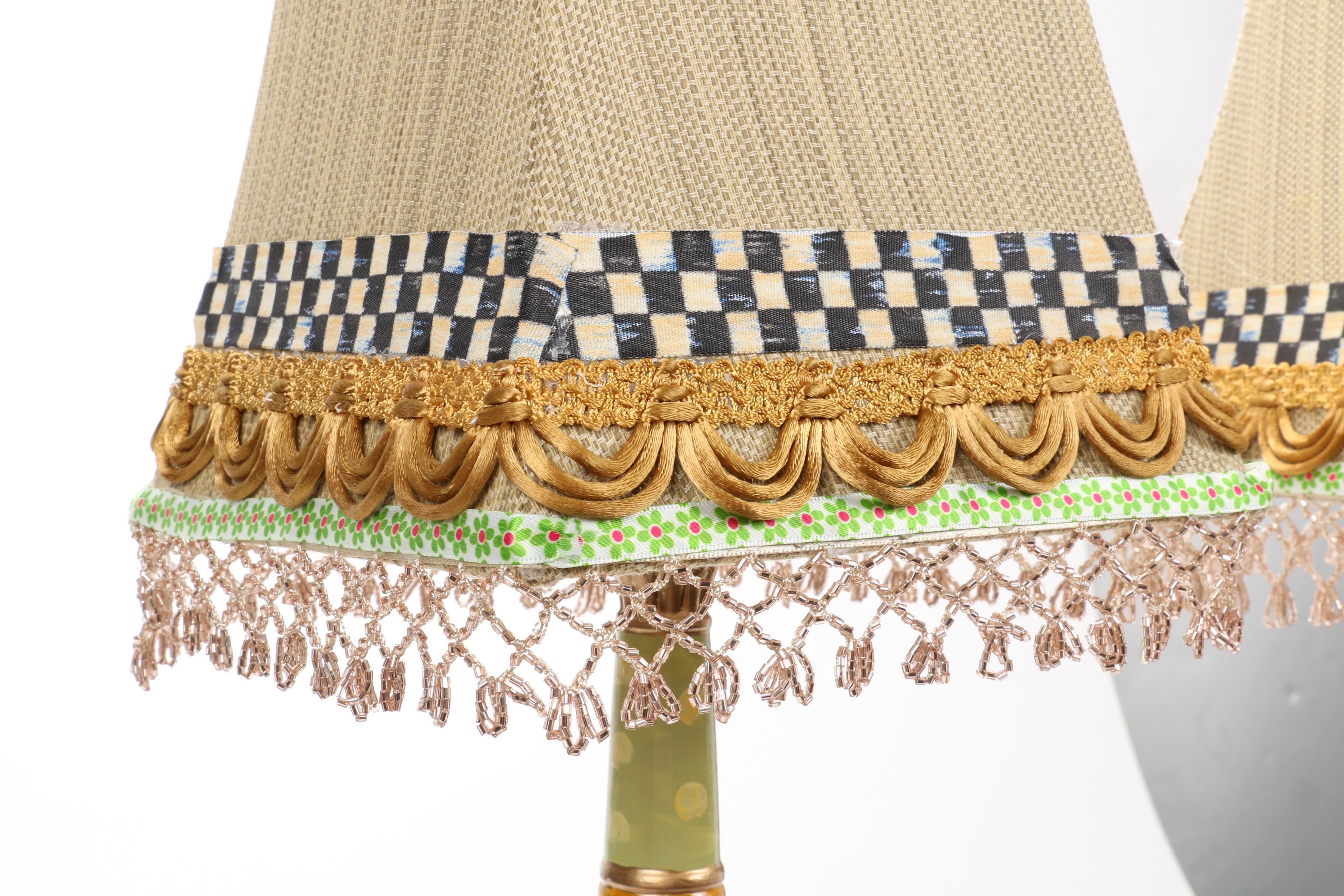 MacKenzie-Childs Style Table Lamps with Beaded Shades