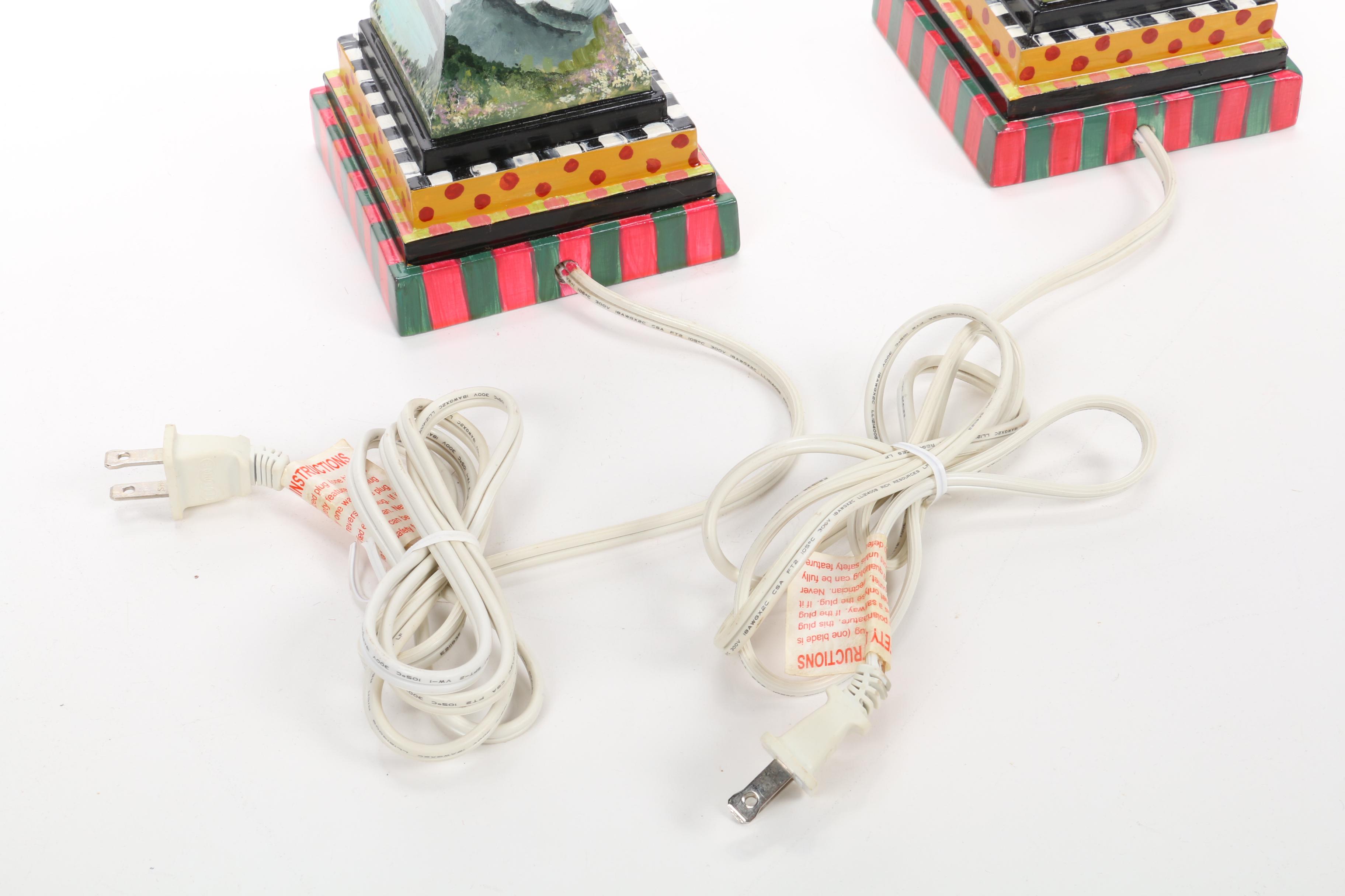 MacKenzie-Childs Style Table Lamps with Beaded Shades