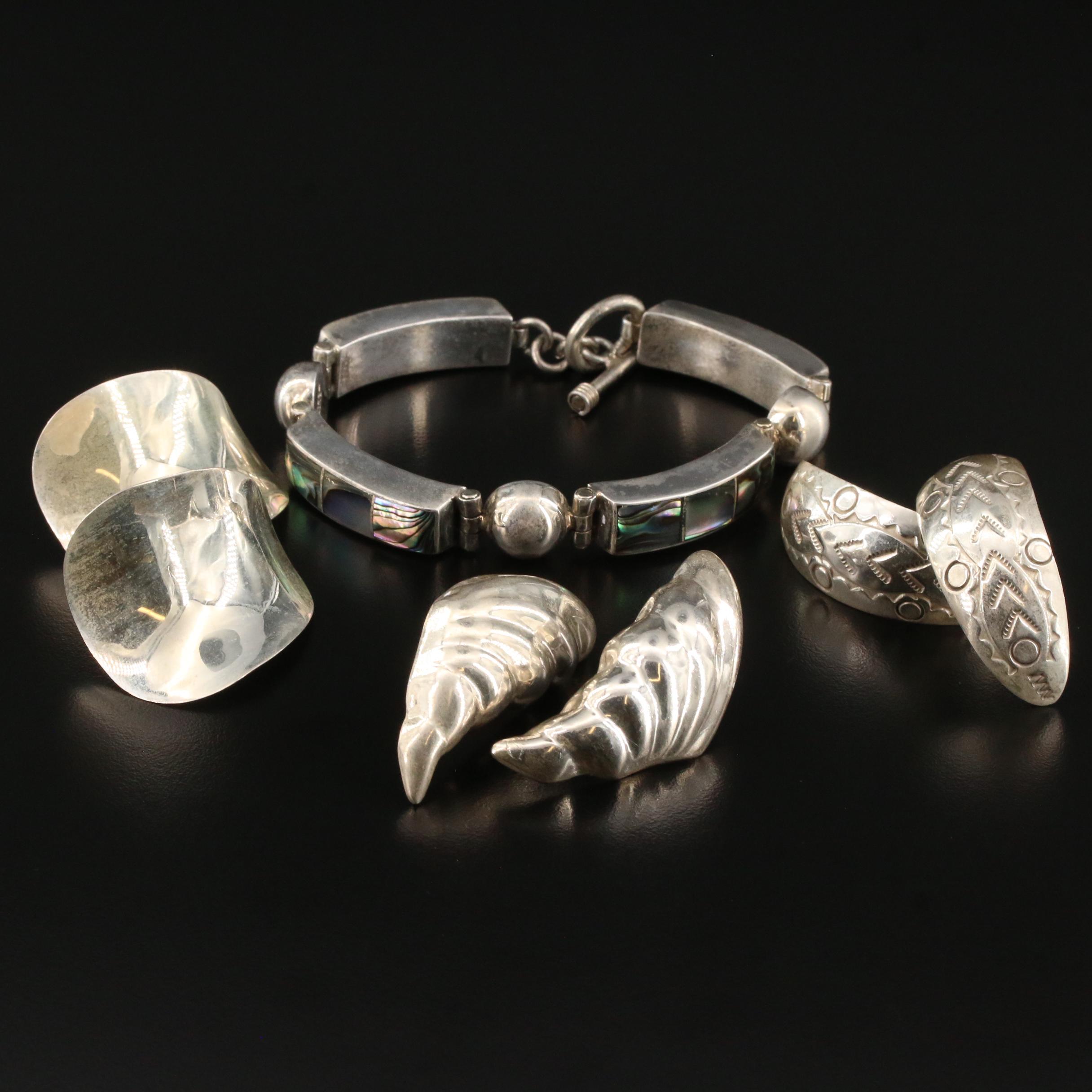 Vintage Mexican Sterling Silver Abalone Jewelry Collection