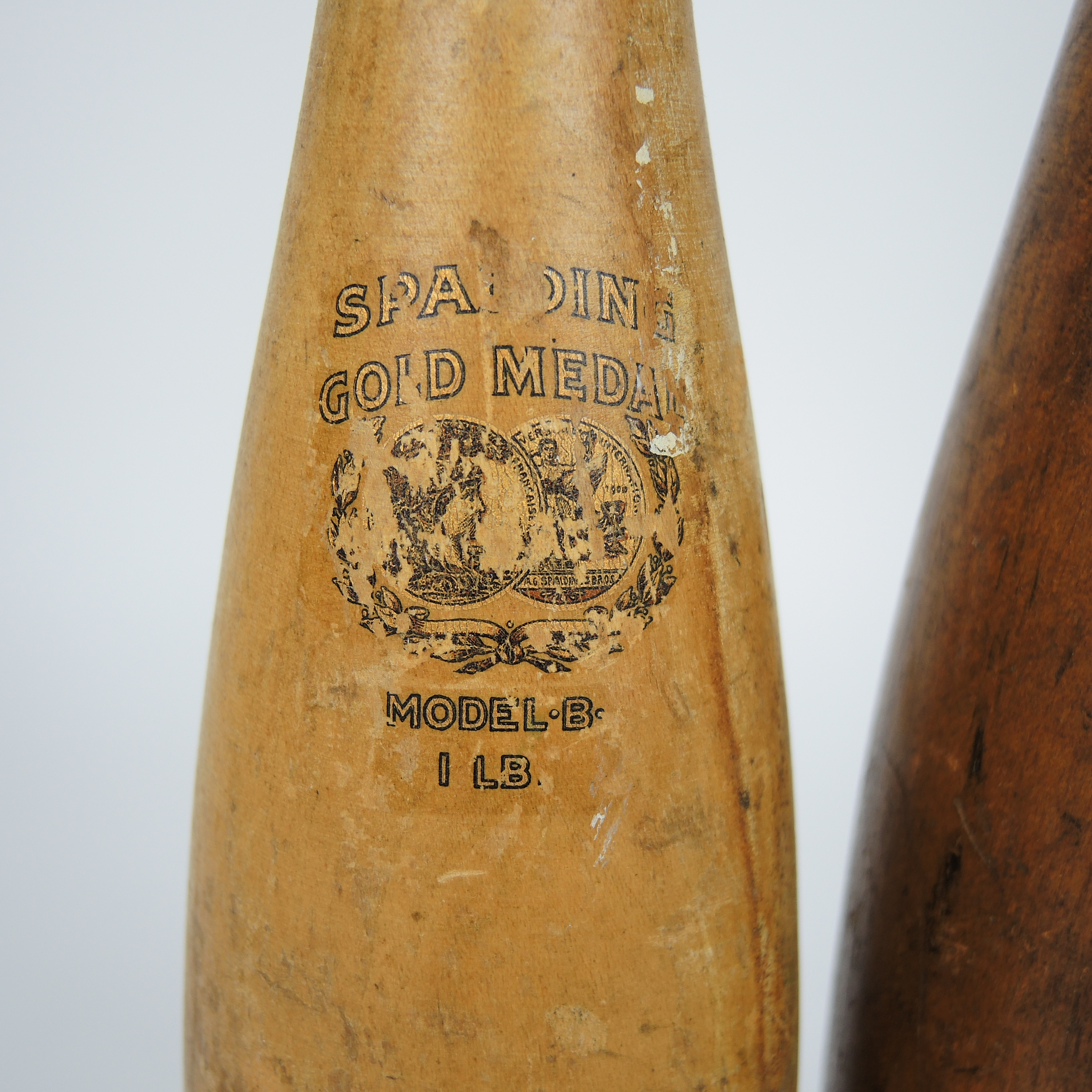 Victorian Wooden Pin Weights and Dumbbell, Early 20th Century