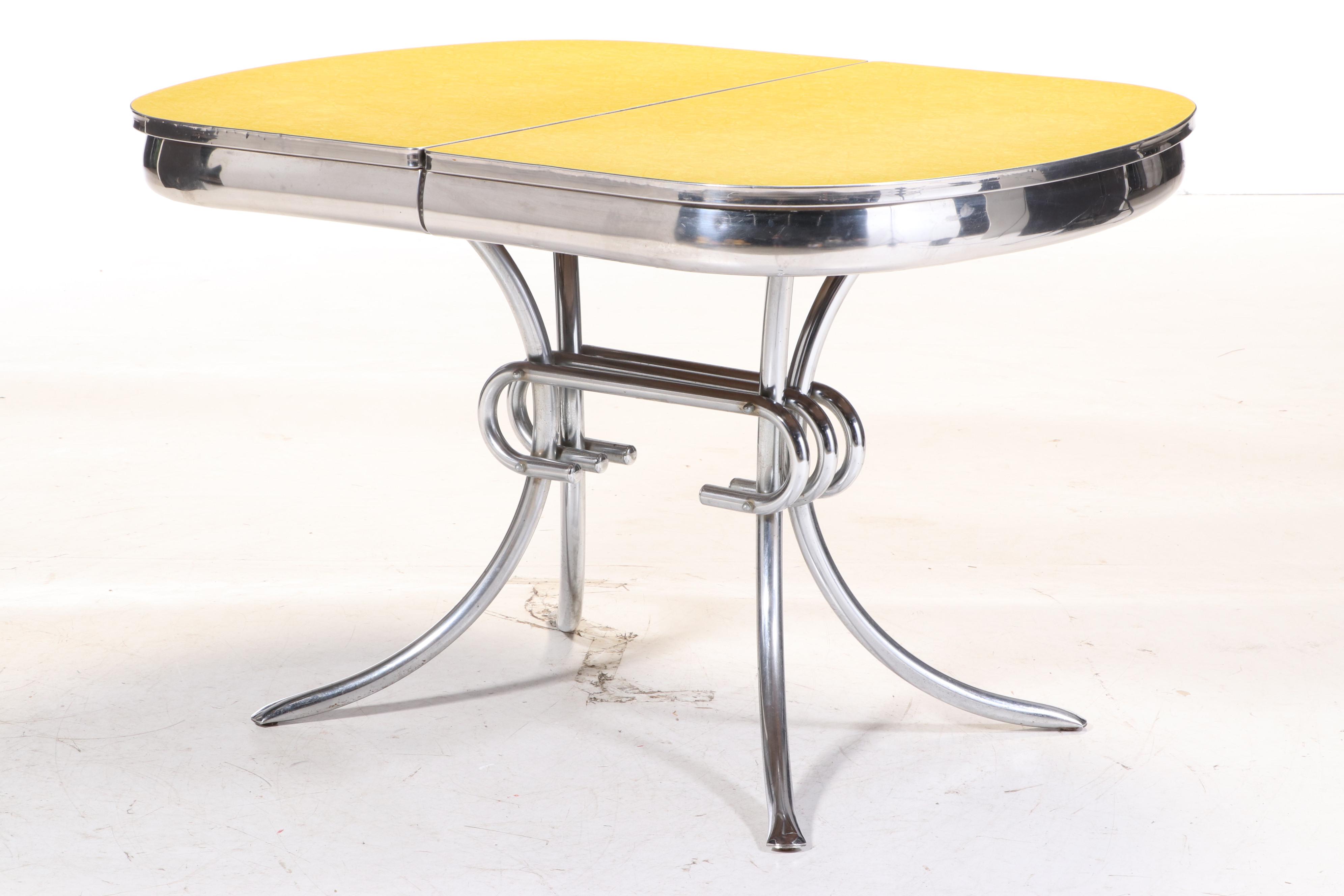 Mid Century Modern Chrome and Vinyl Dinette Set, Mid-20th Century