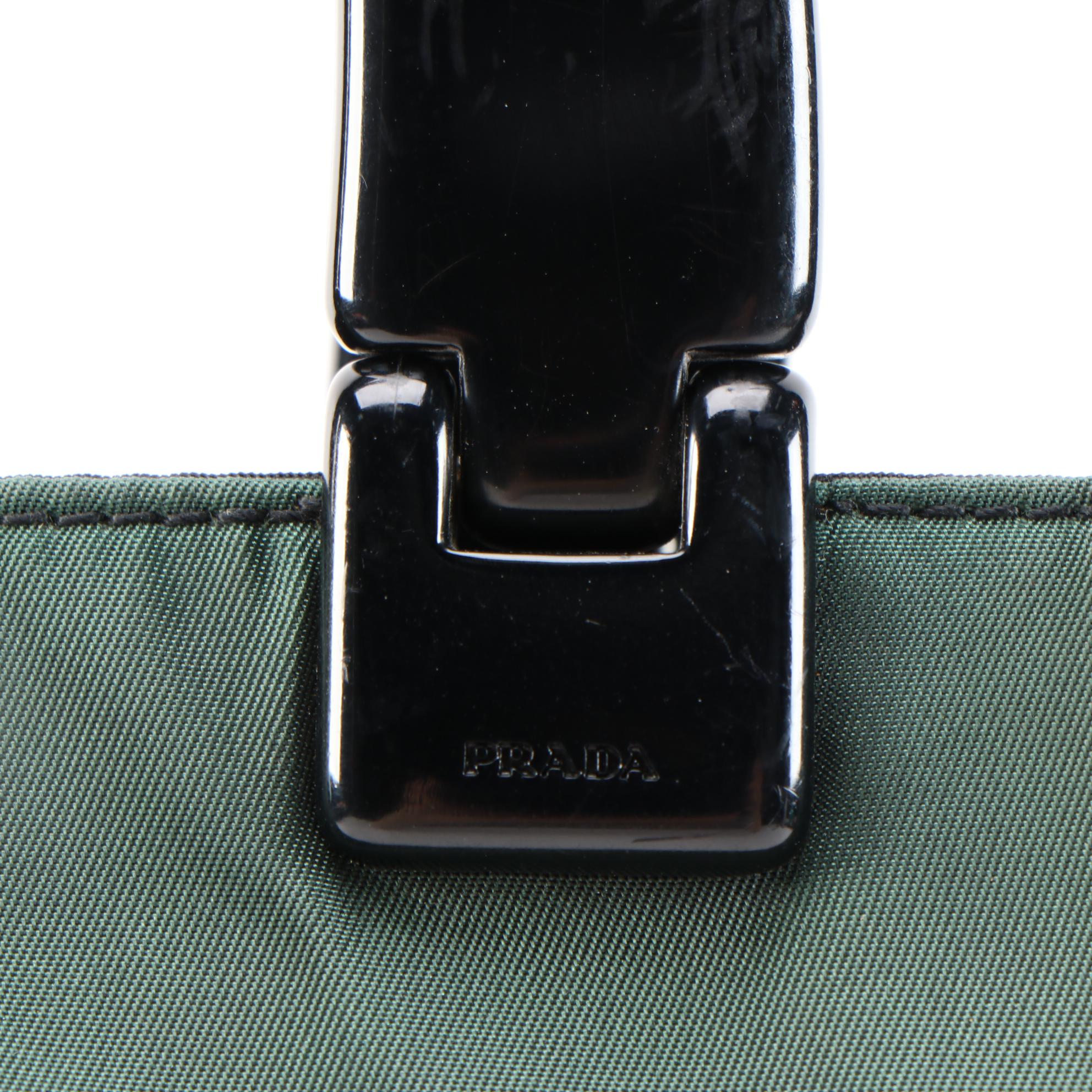 Prada Borsa Tessuto Nylon Tote Bag in Green/Black