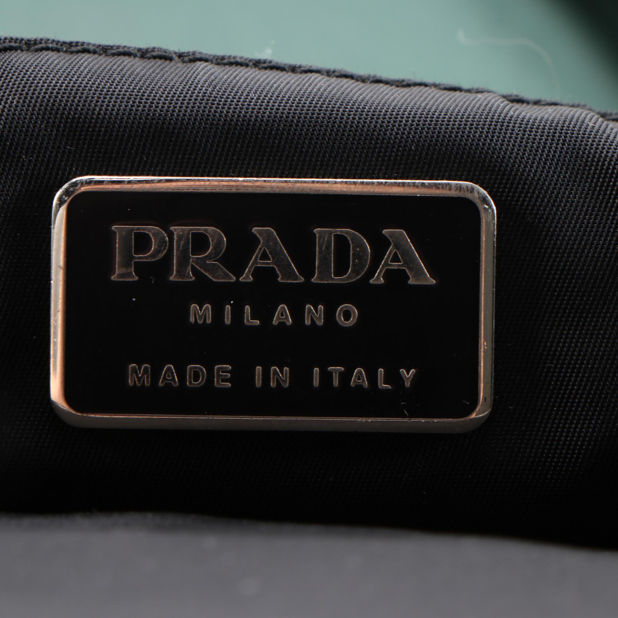 Prada Borsa Tessuto Nylon Tote Bag in Green/Black