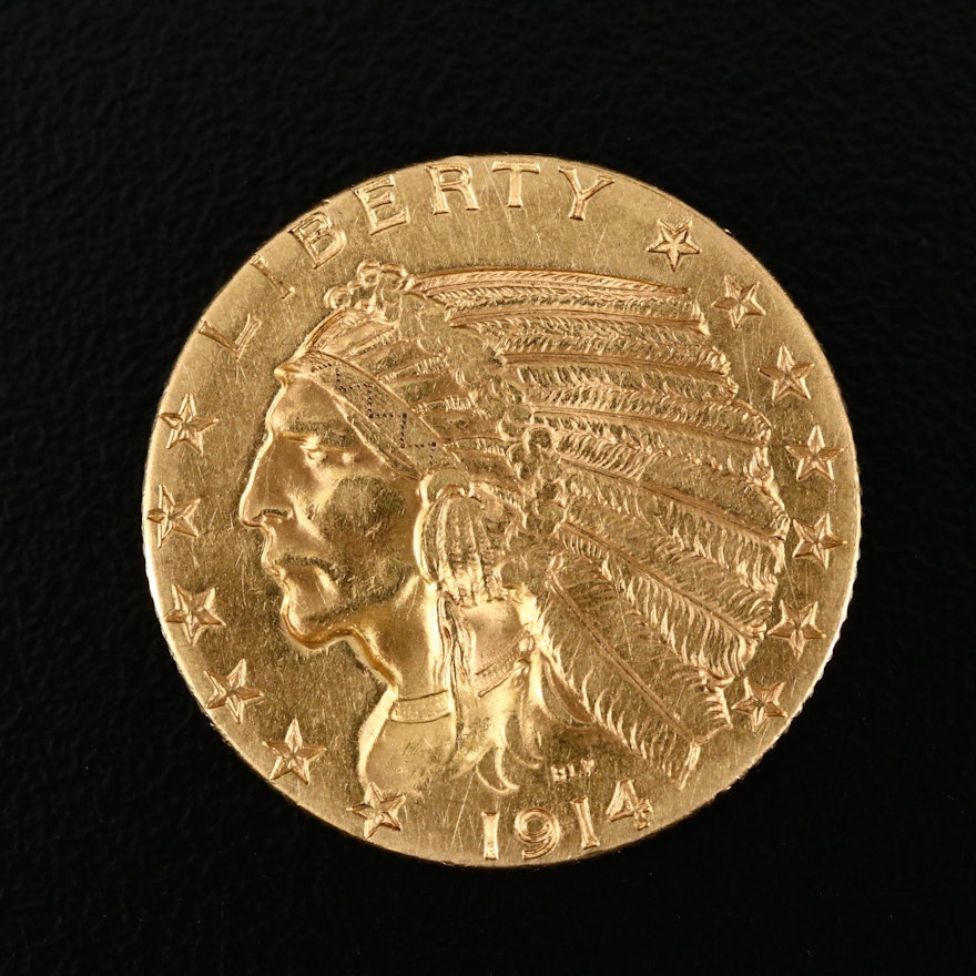 1914-D Indian Head $5 Gold Half Eagle