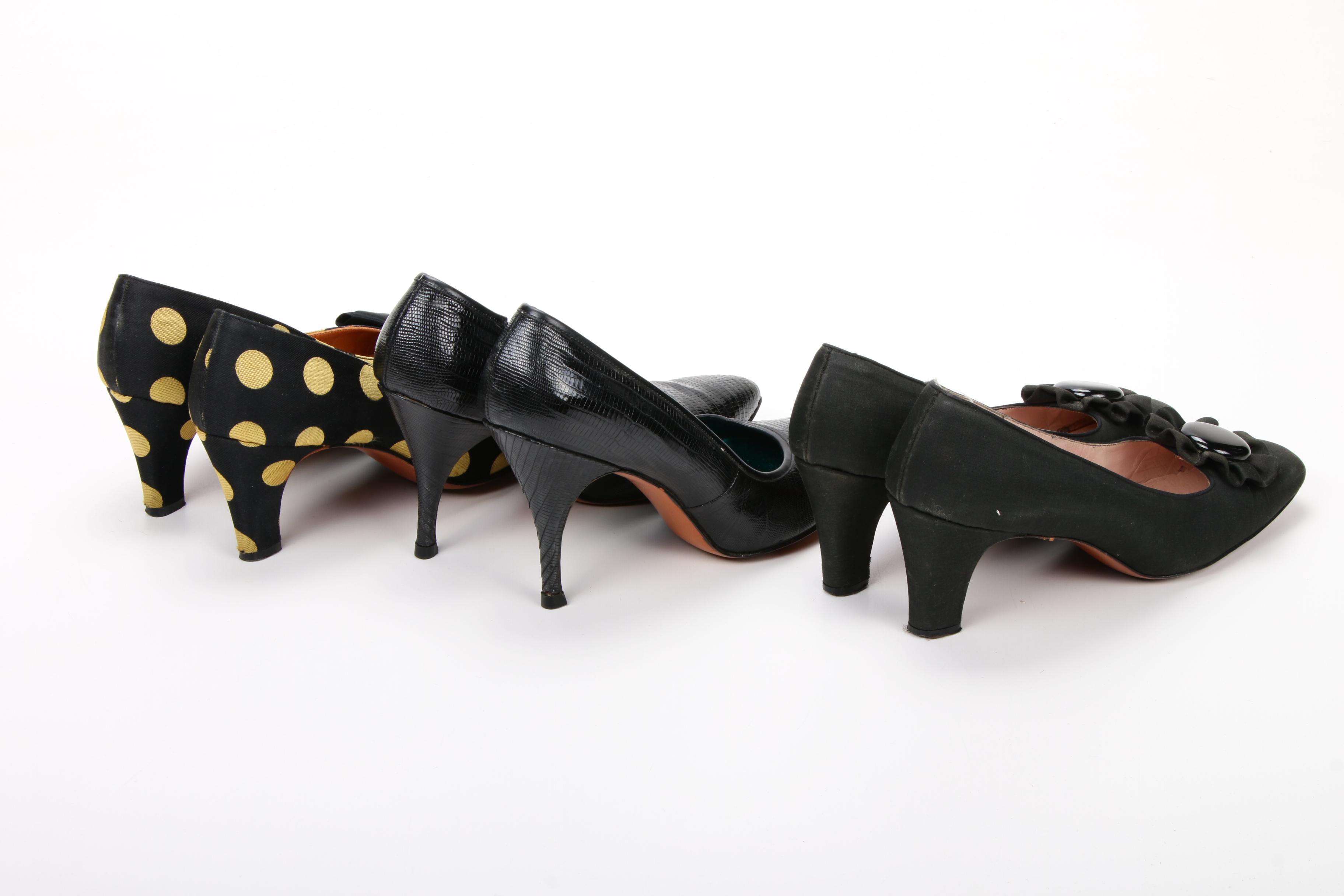 Saks Fifth Avenue Turban Hat with Palizzio and More Pumps, Mid-20th Century