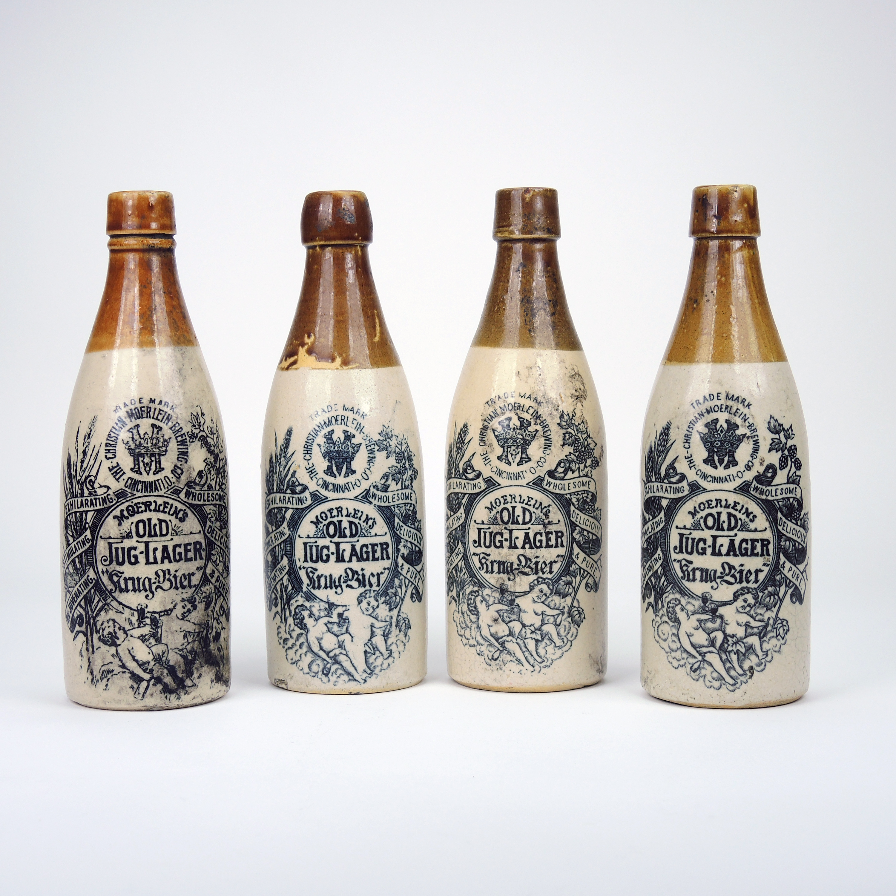 Christian Moerlein "Old Jug-Lager"  Stoneware Beer Bottles, 1900s