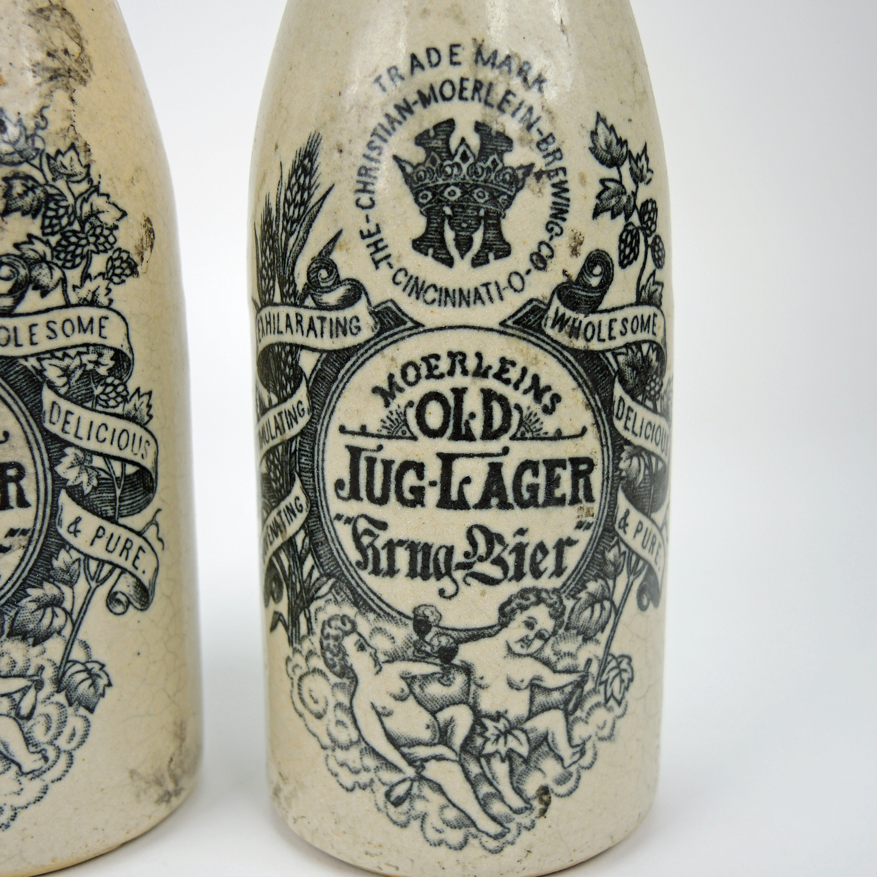 Christian Moerlein "Old Jug-Lager"  Stoneware Beer Bottles, 1900s