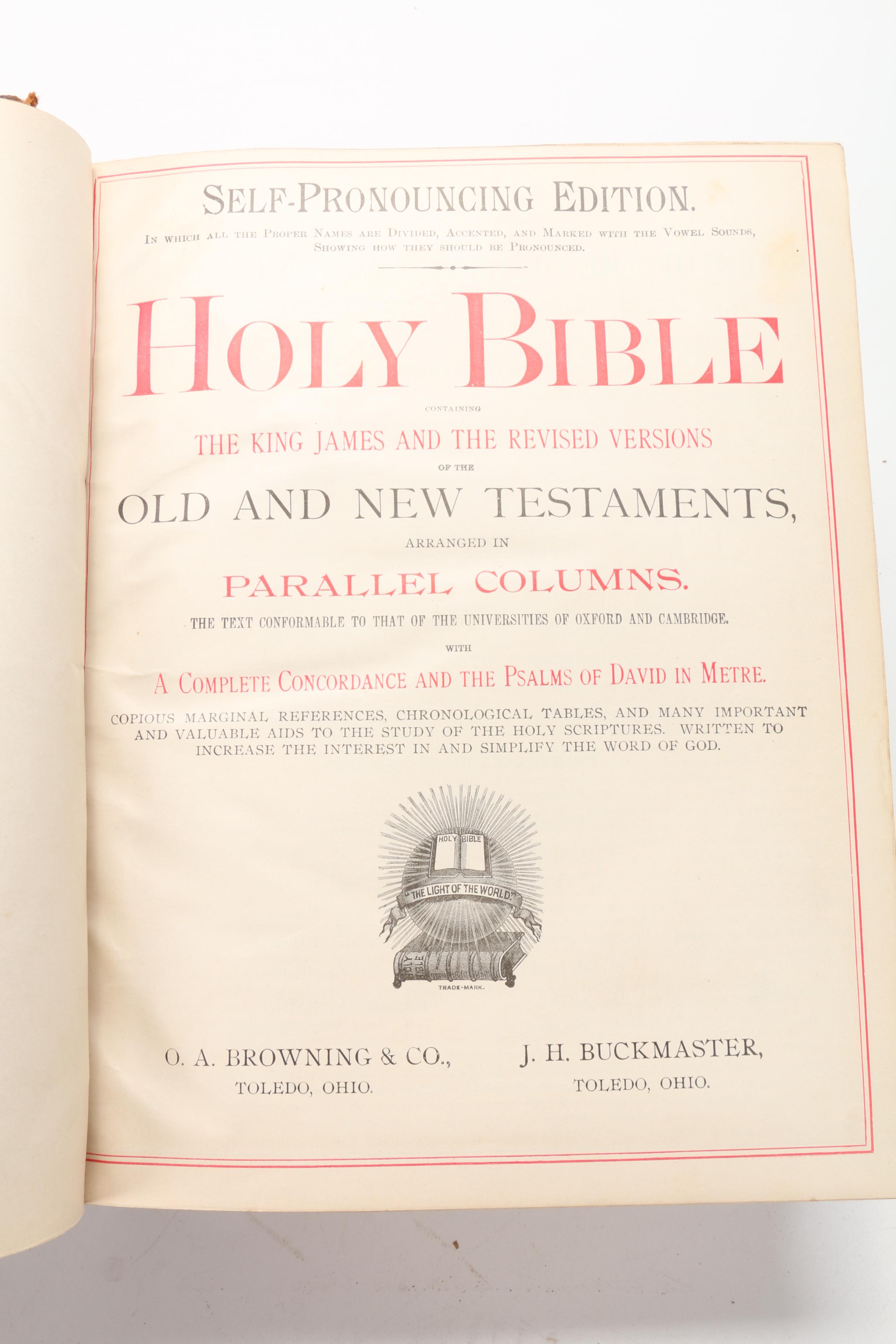 Pictorial King James Family Bible, 1892