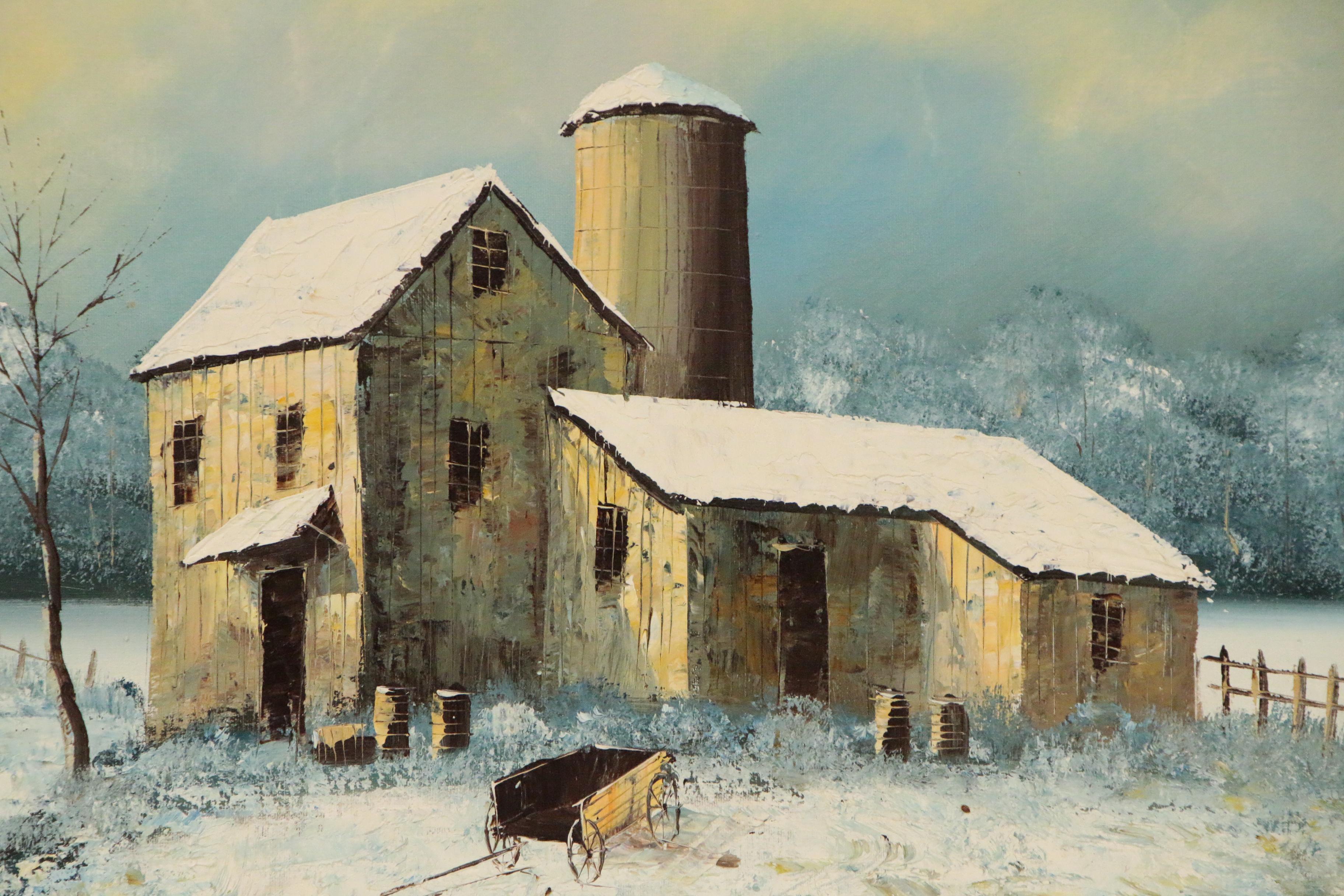 William Newport Rural Landscape Oil Painting, Mid 20th Century