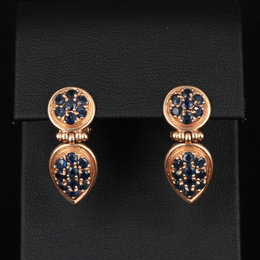 14K Sapphire Drop Earrings