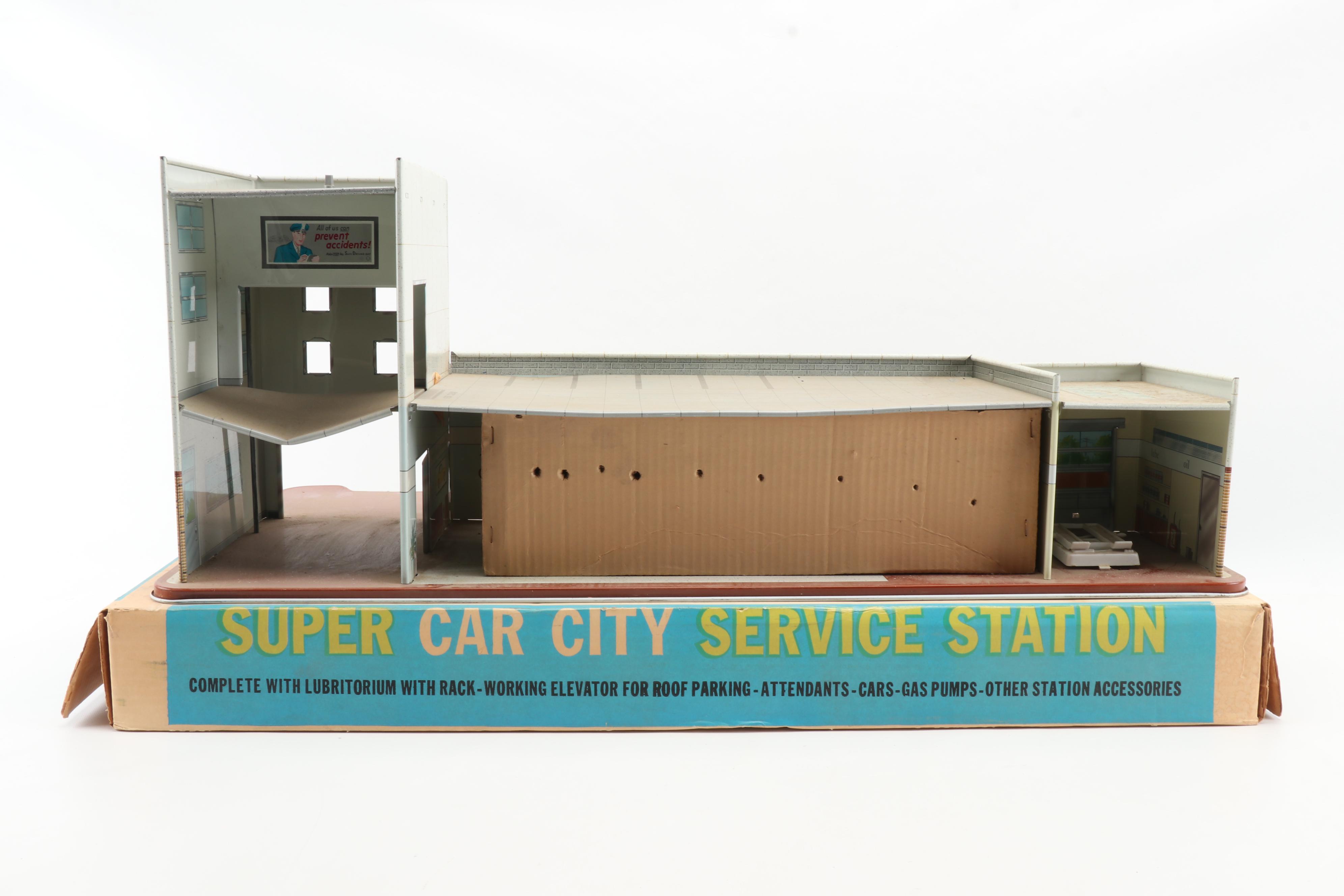Louis Marx Co. "Super Car City Service Station" Play Set in Original Packaging
