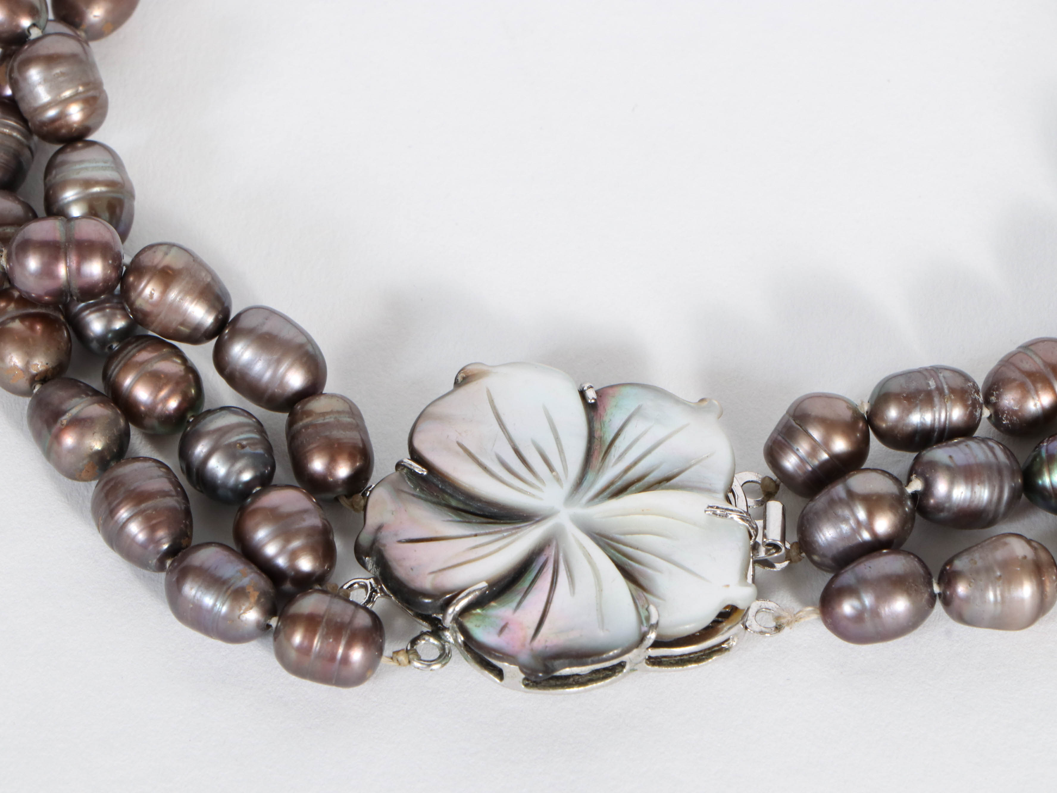Rupeipei Pearls Triple Strand with Sterling Silver Flower Clasp
