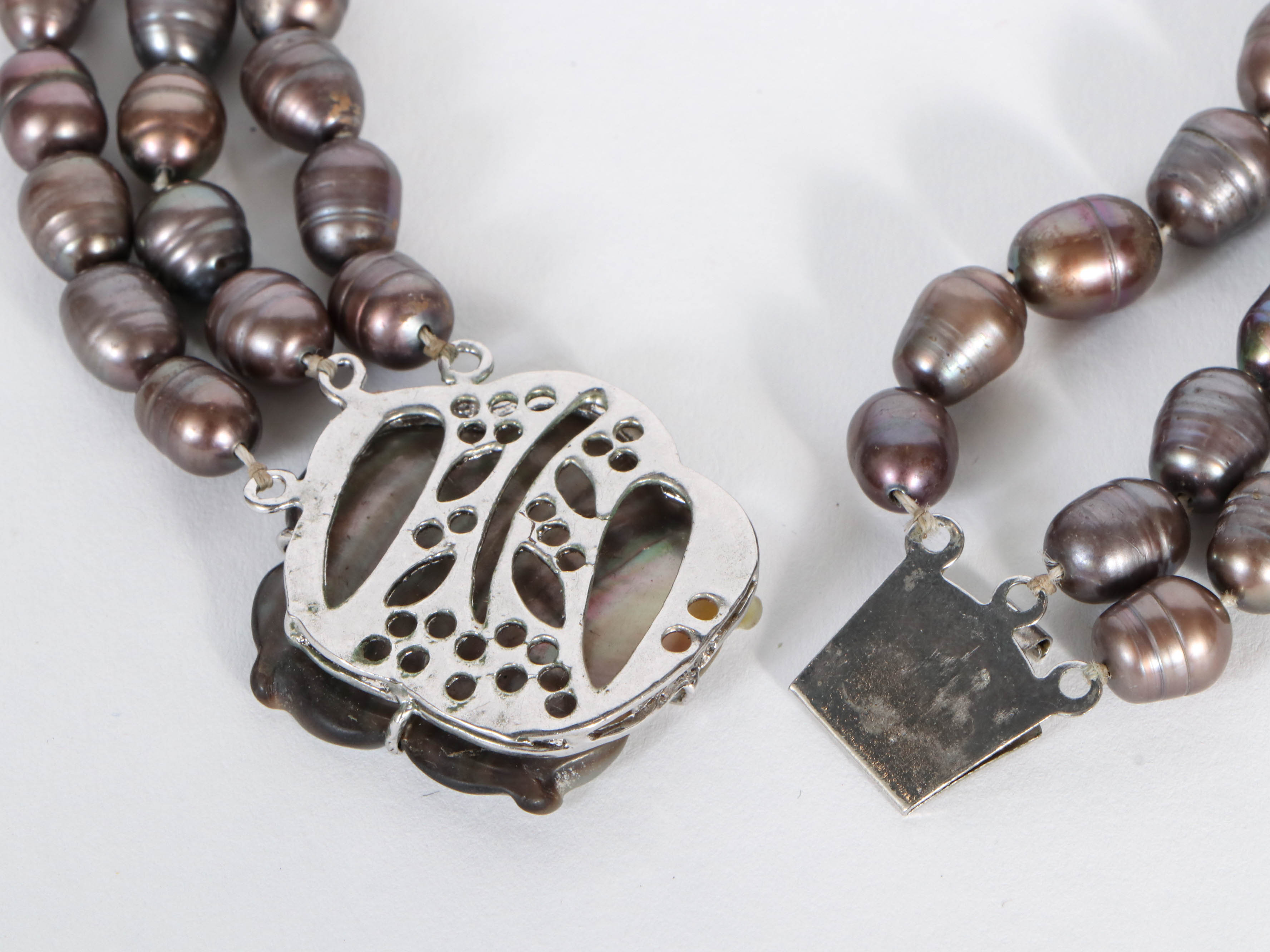 Rupeipei Pearls Triple Strand with Sterling Silver Flower Clasp