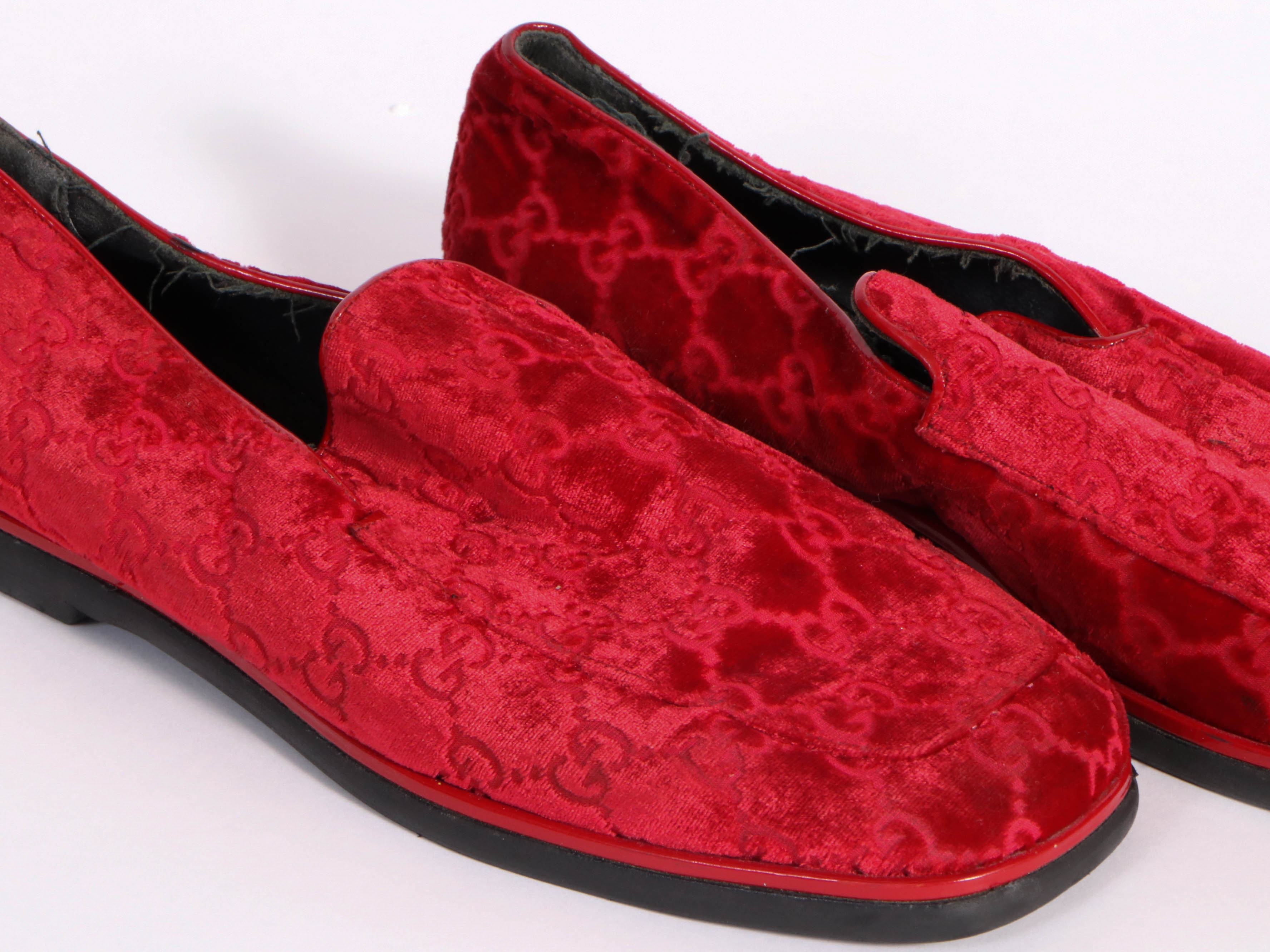 Gucci Red Guccissima Velvet Loafers