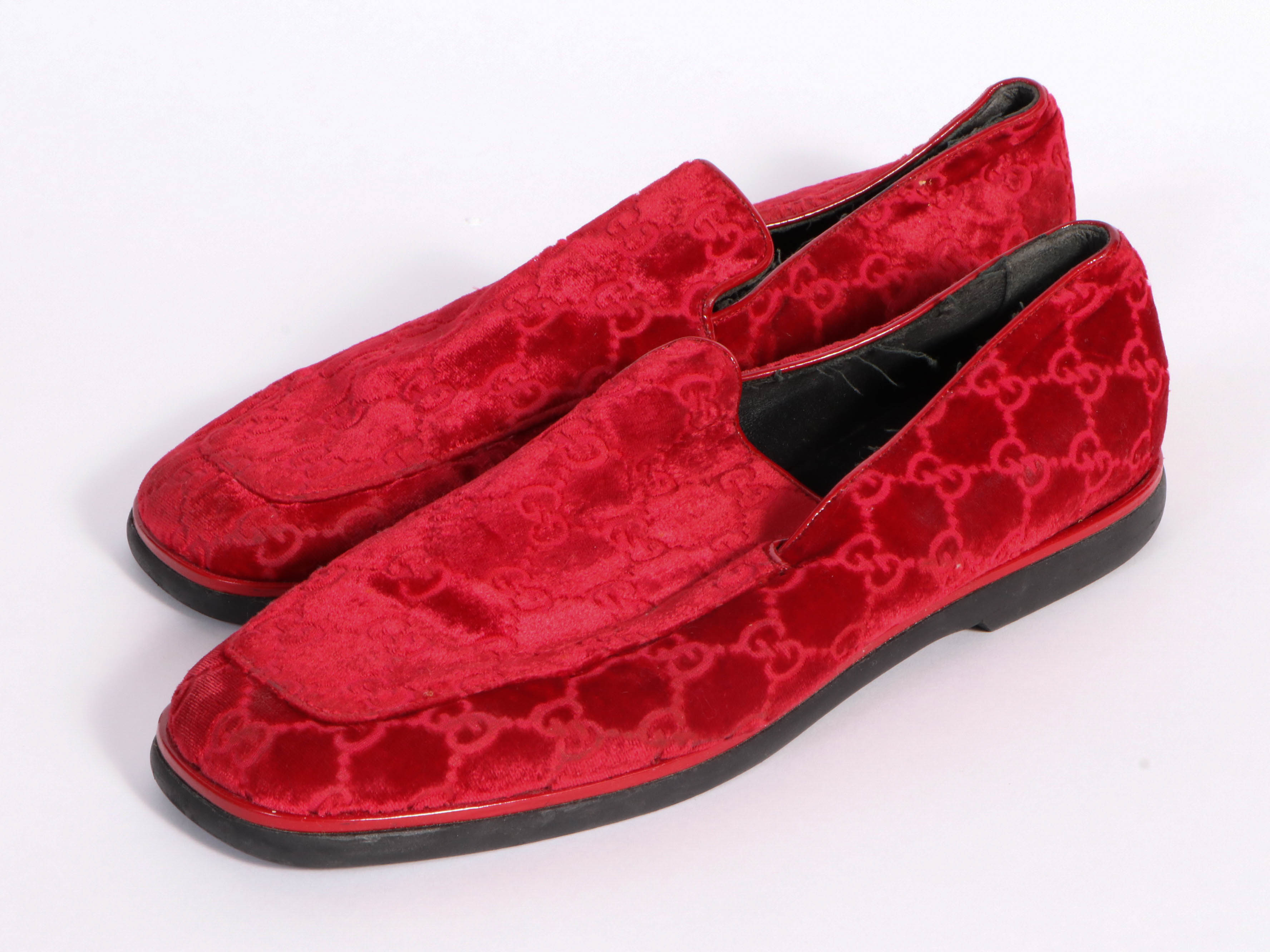 Gucci Red Guccissima Velvet Loafers