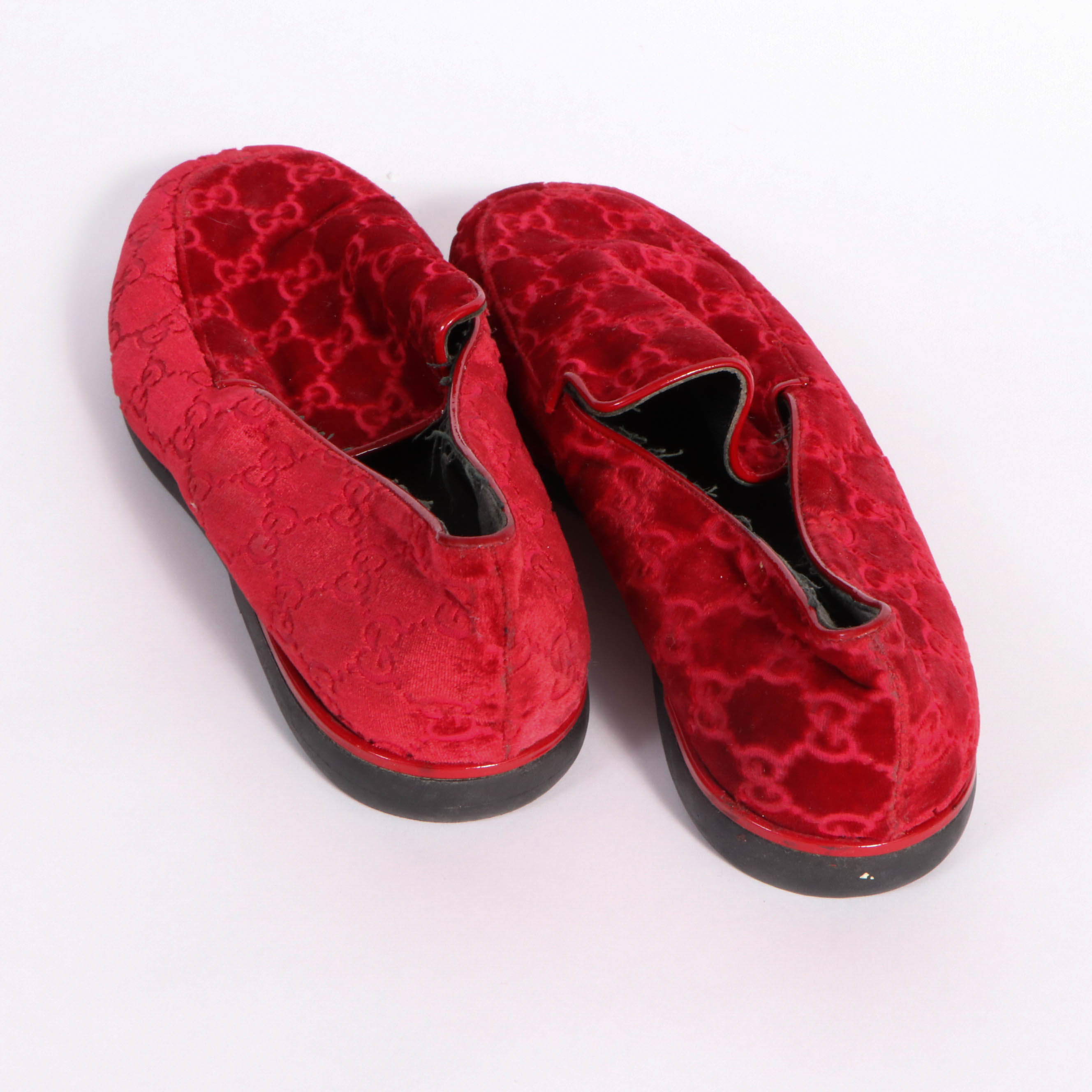 Gucci Red Guccissima Velvet Loafers