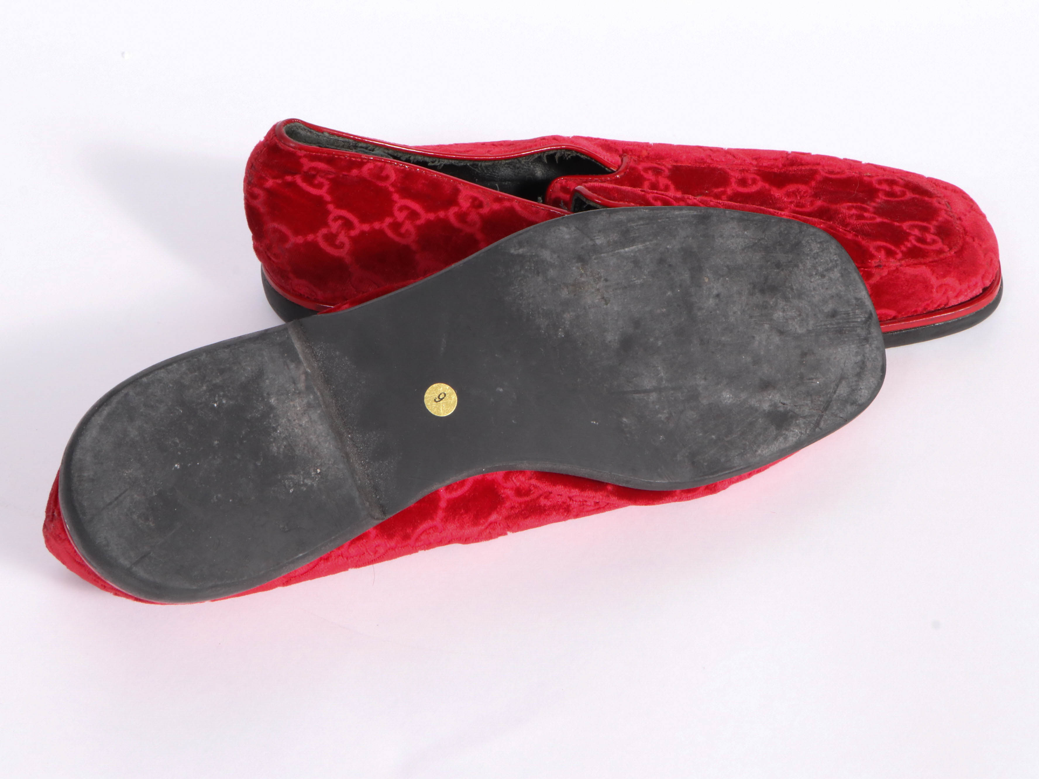 Gucci Red Guccissima Velvet Loafers