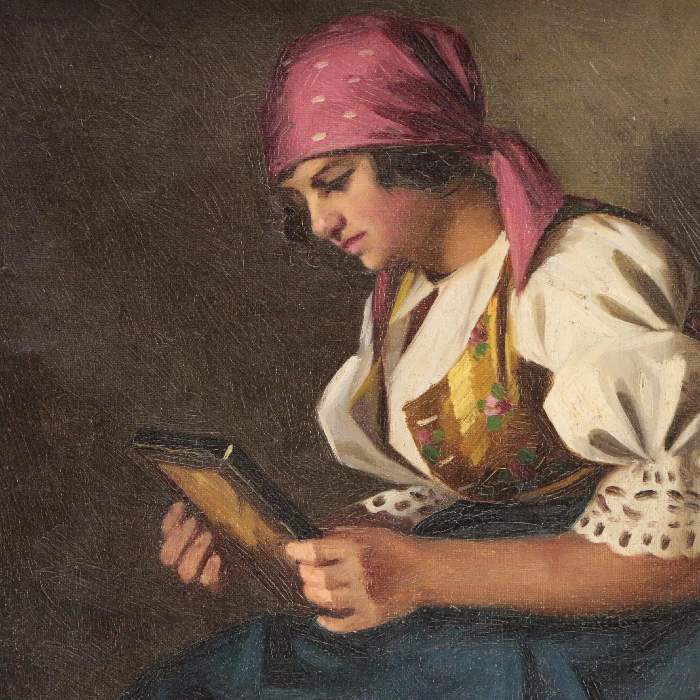 Istvan Szasz Oil Painting Portrait of a Young Woman, Early 20th century