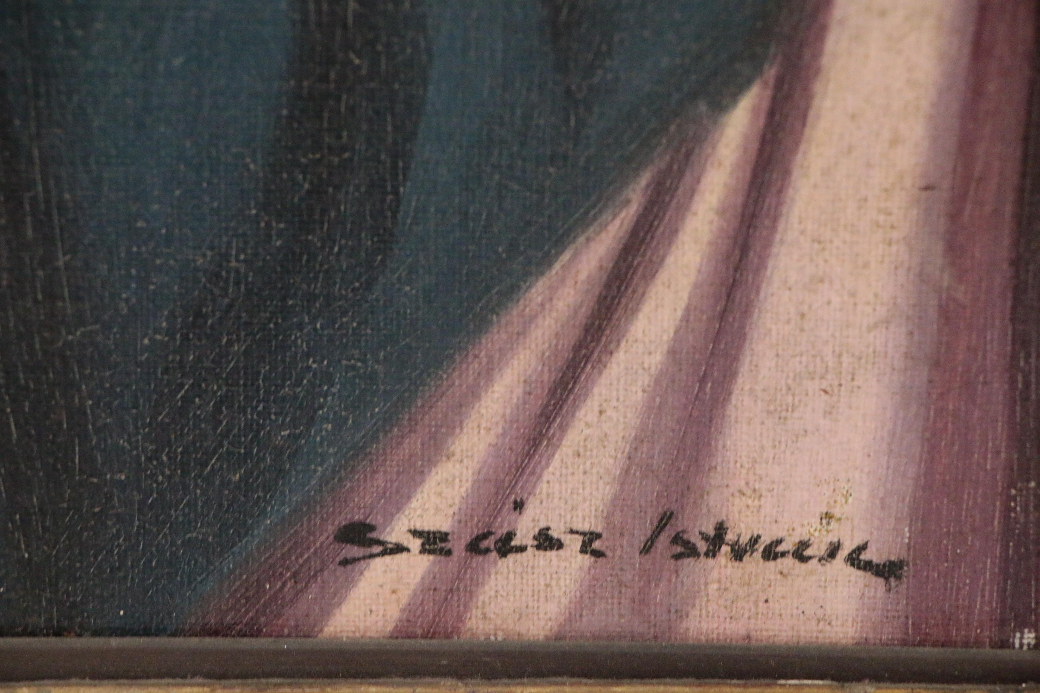 Istvan Szasz Oil Painting Portrait of a Young Woman, Early 20th century