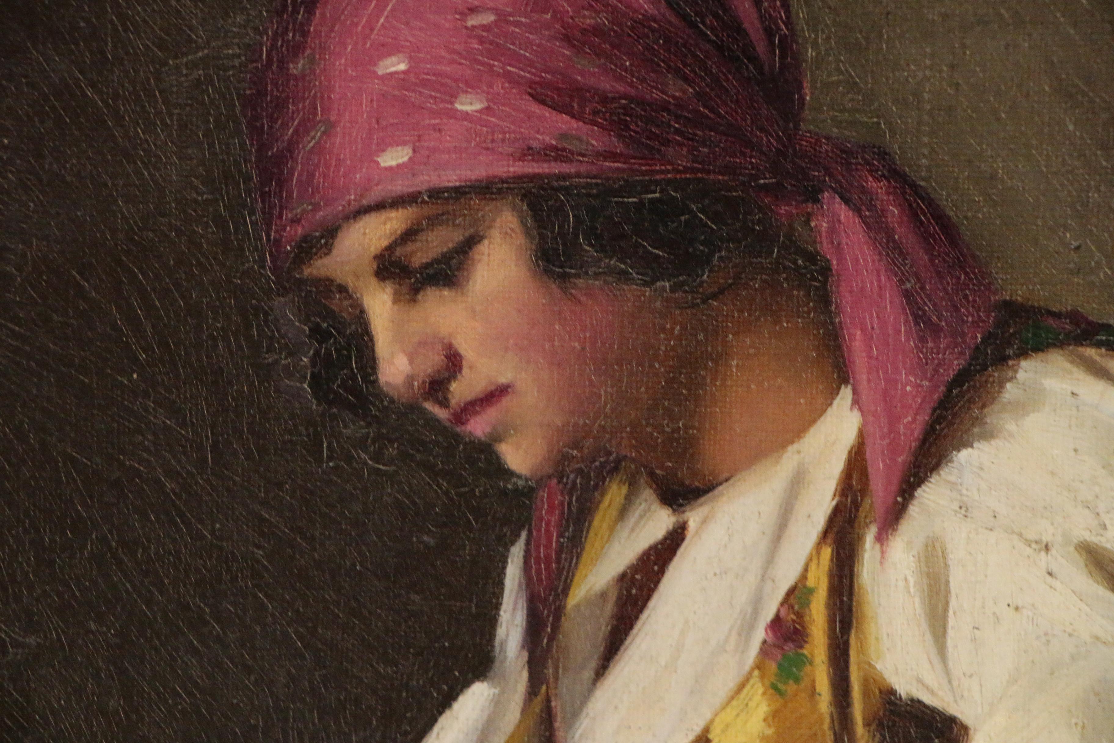 Istvan Szasz Oil Painting Portrait of a Young Woman, Early 20th century