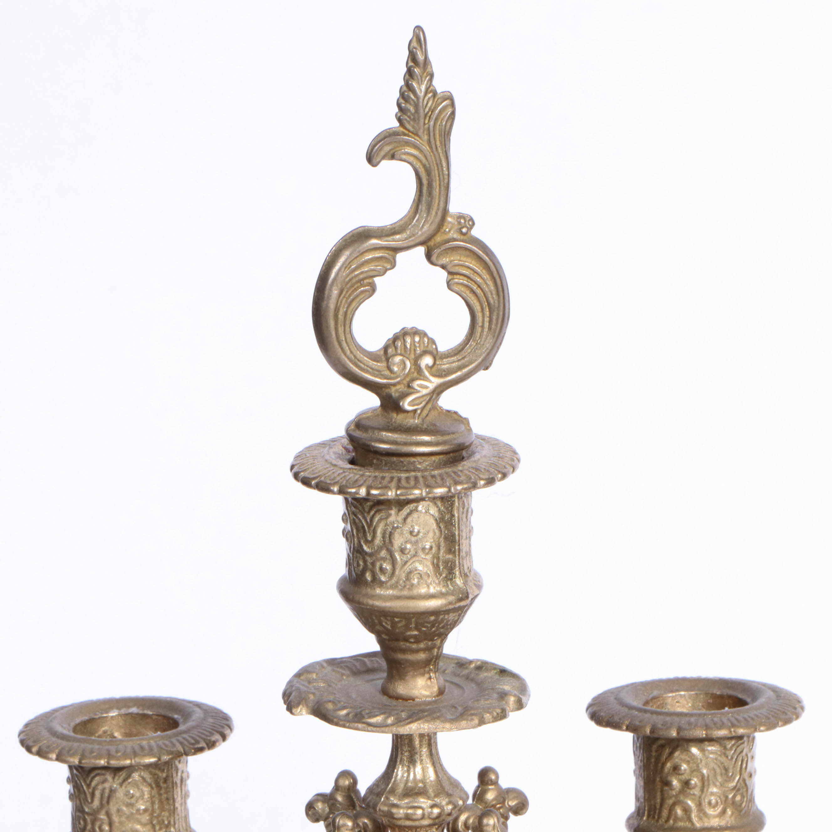 Pair of Louis XV Style Cast Spelter Candelabra, Early 20th Century