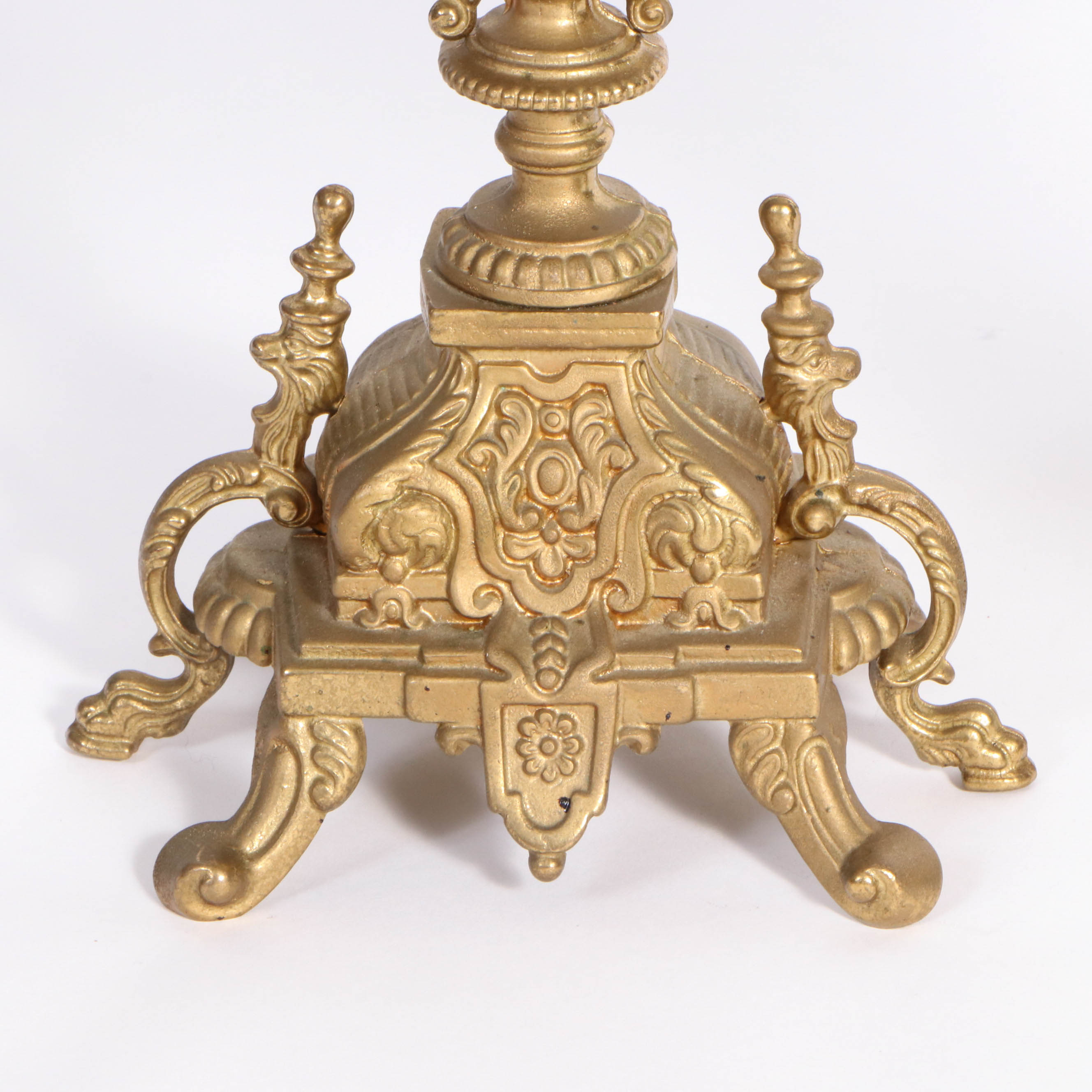 Pair of Louis XV Style Cast Spelter Candelabra, Early 20th Century