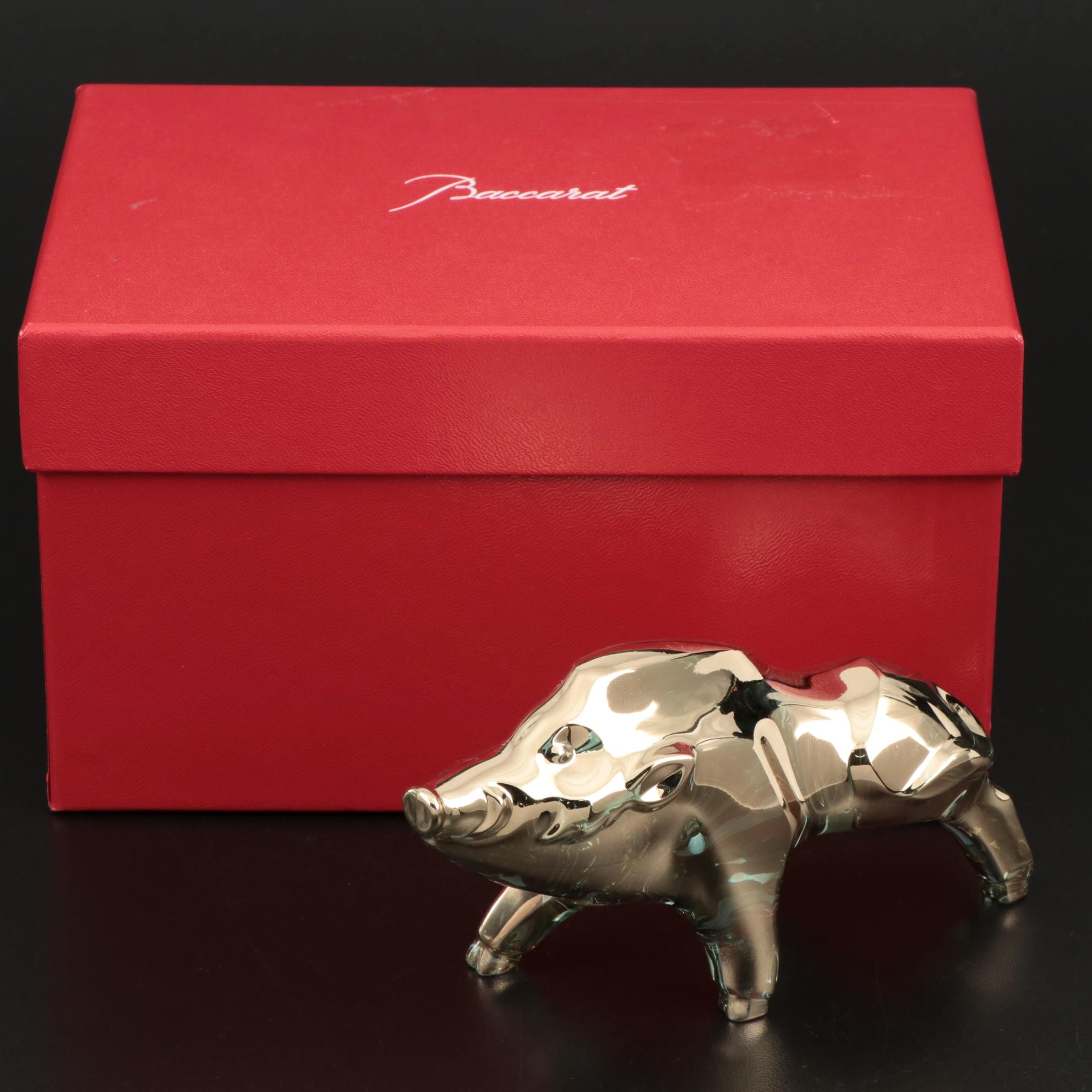 Baccarat Golden "Zodiac Boar" Crystal Figurine with Original Box, 2019