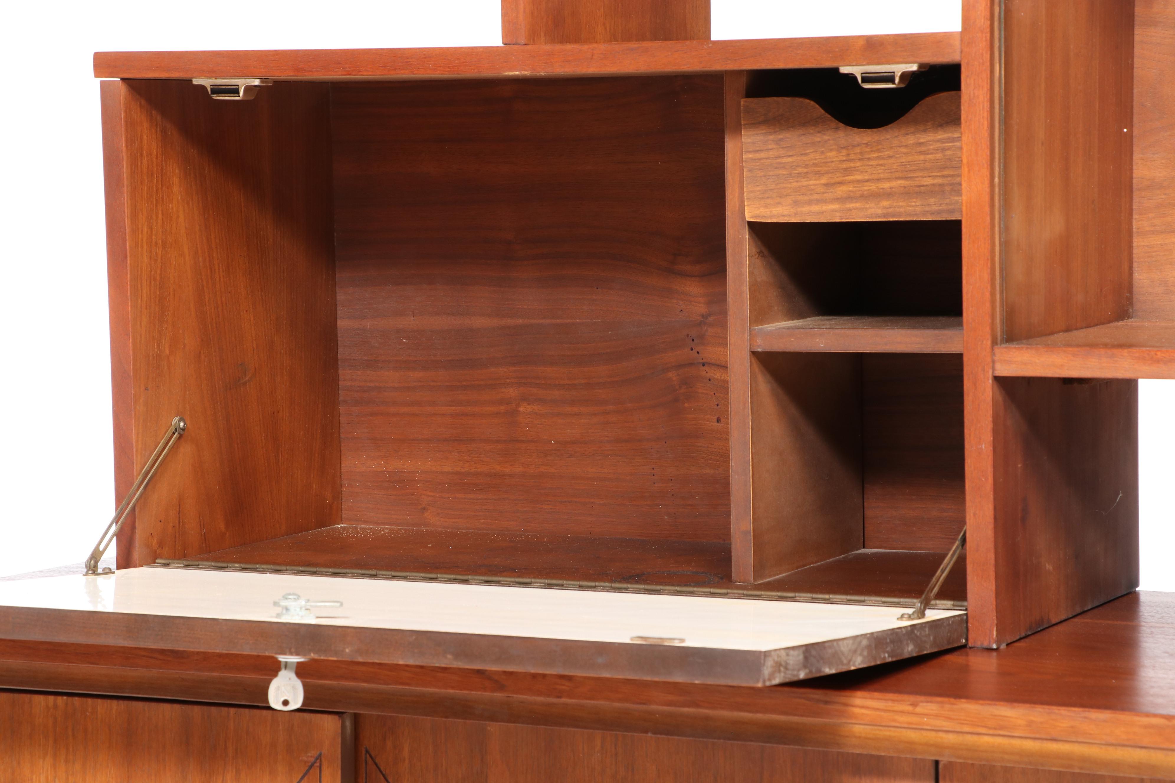 Mid Century Modern Walnut Two-Piece Sideboard