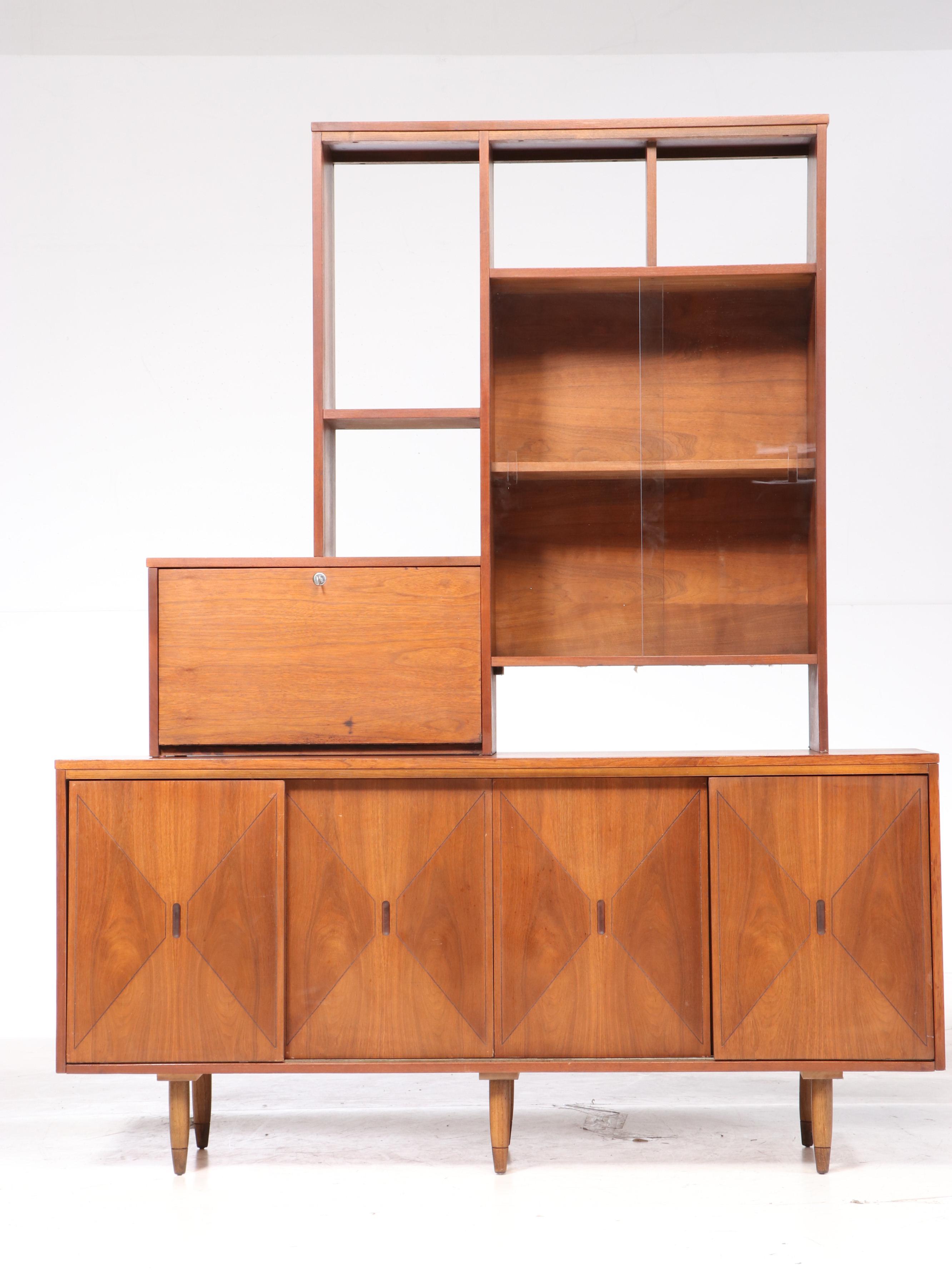 Mid Century Modern Walnut Two-Piece Sideboard