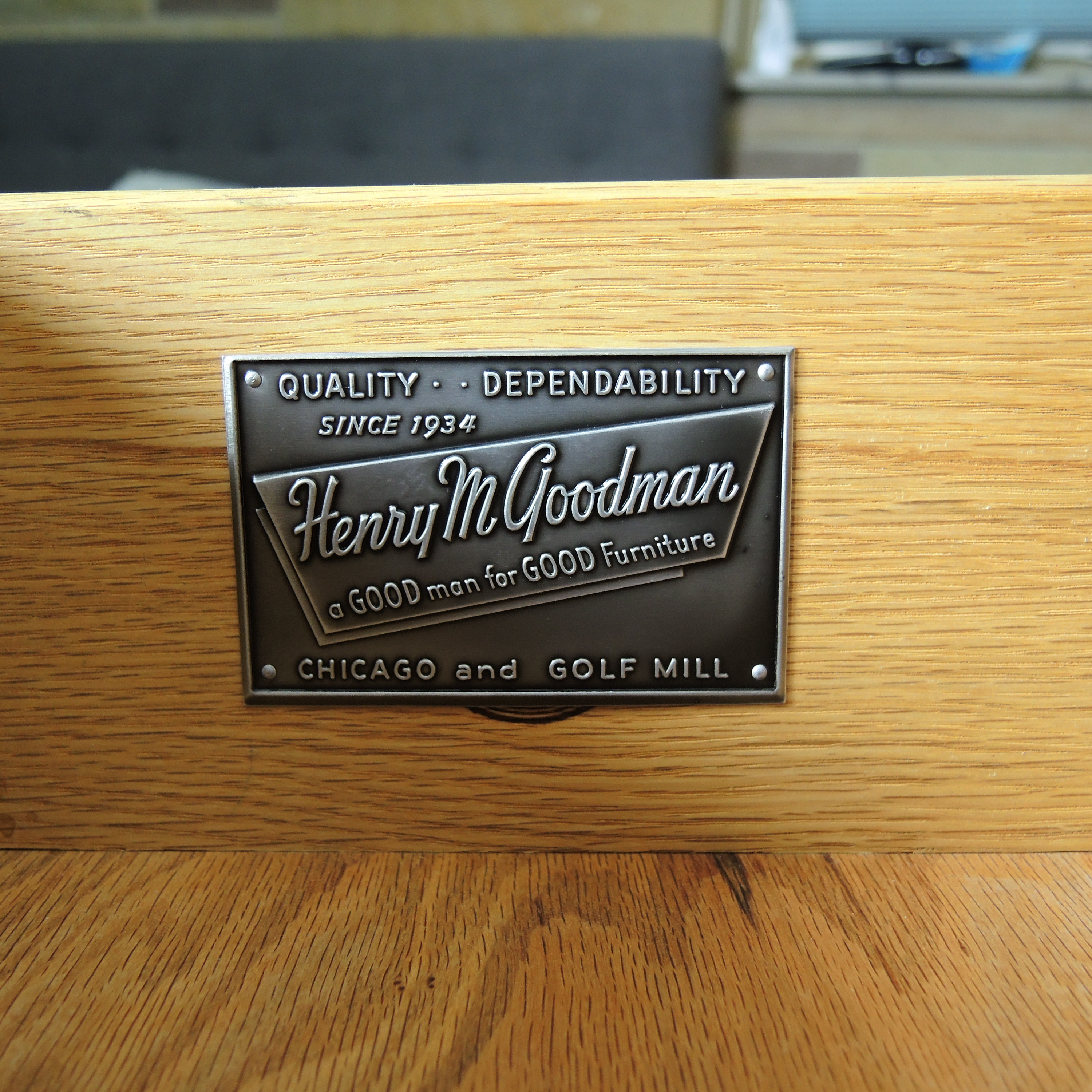Henry M. Goodman Mid Century Modern Walnut Chest of Drawers with Mirror