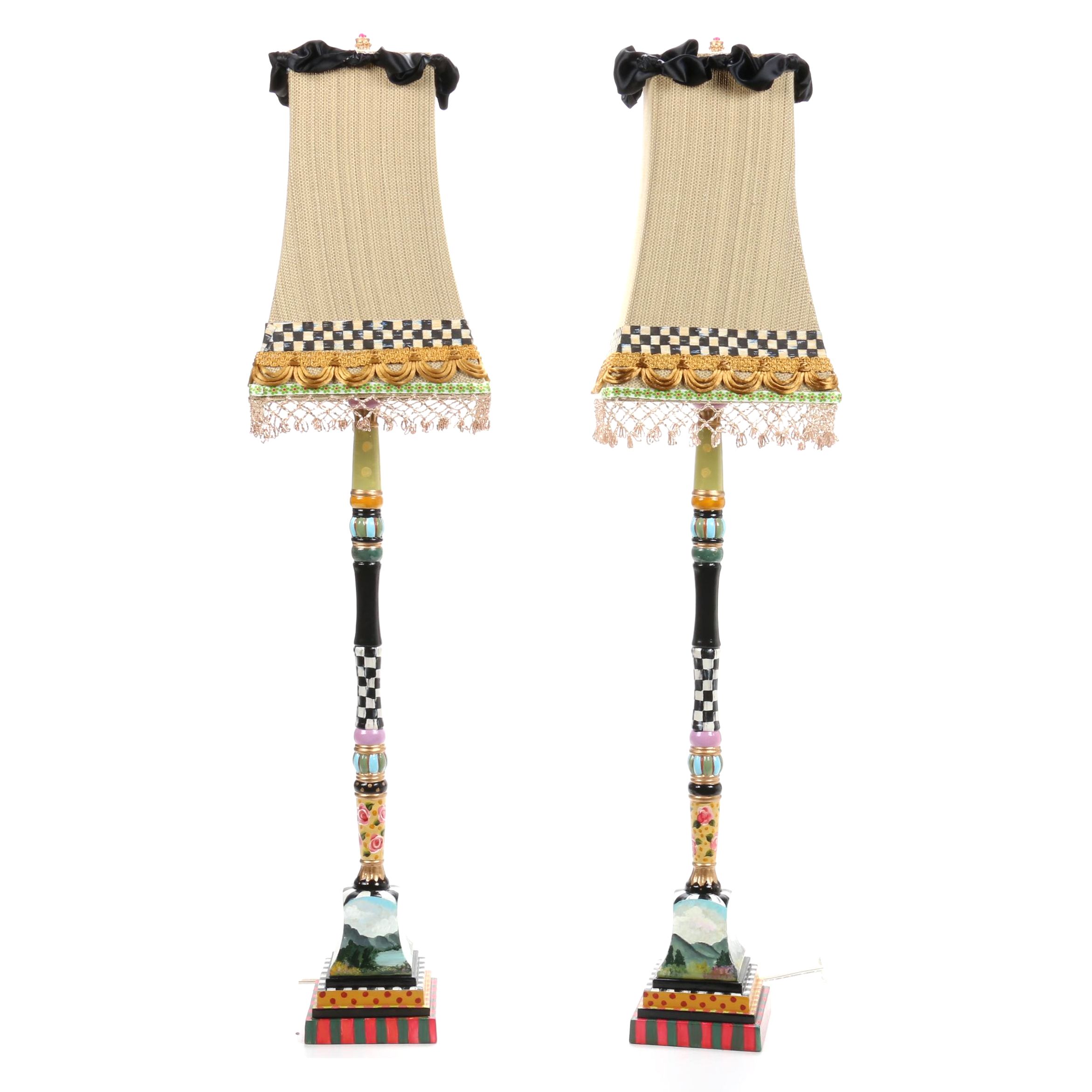 MacKenzie-Childs Style Table Lamps with Beaded Shades