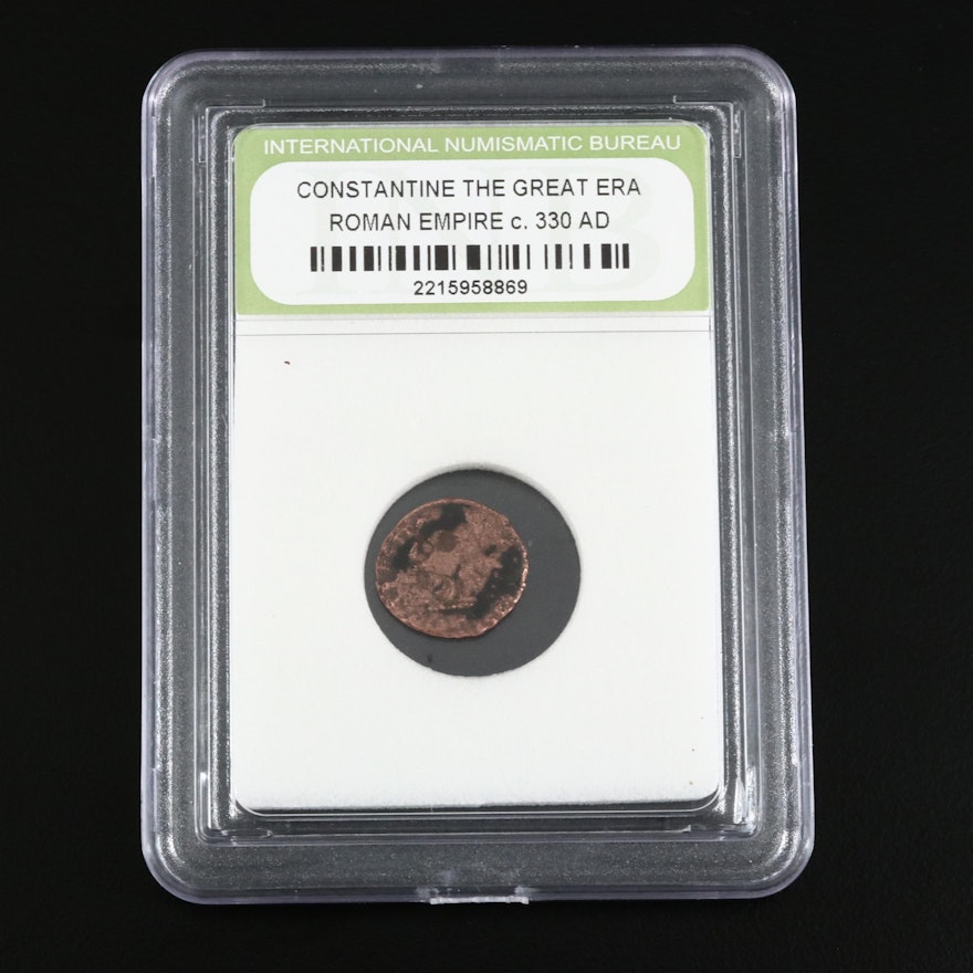 An Ancient Roman Imperial Constantine "The Great" Bronze Coin Ca. 330 A.D.