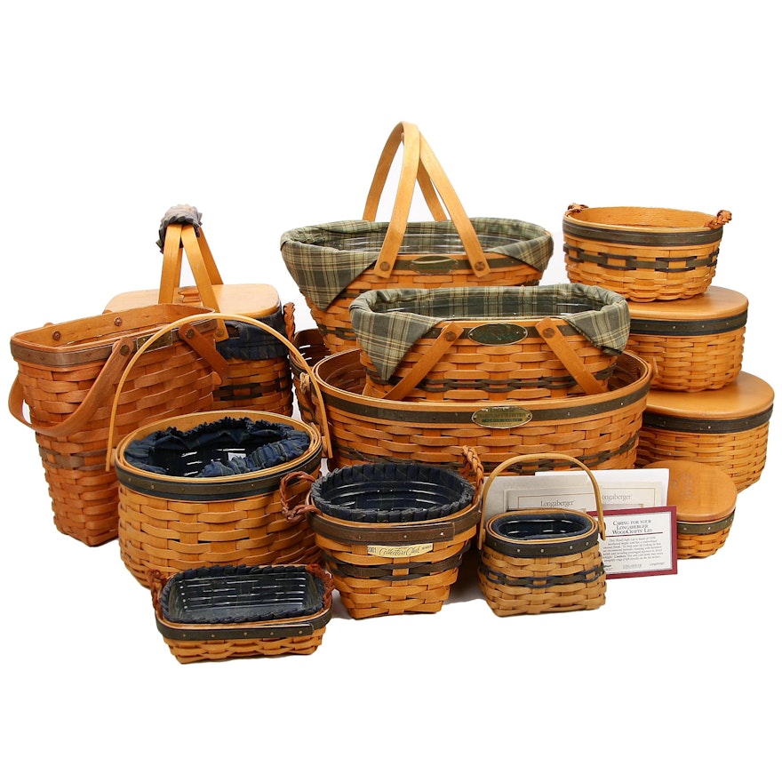 Signed Longaberger Collector's Club "Traditions" Handwoven Dresden Baskets