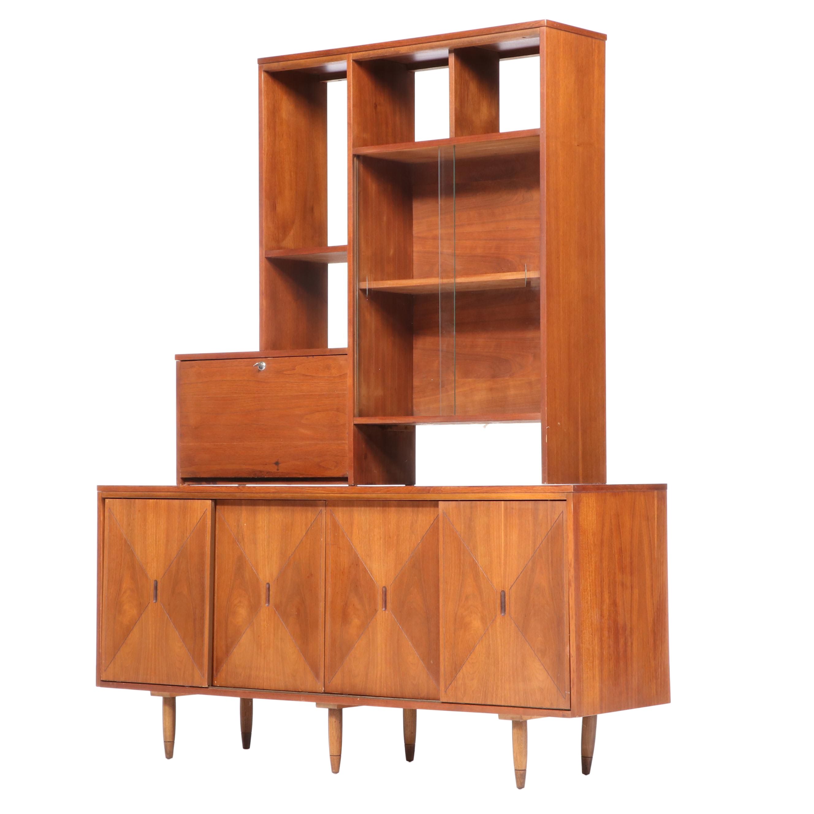 Mid Century Modern Walnut Two-Piece Sideboard