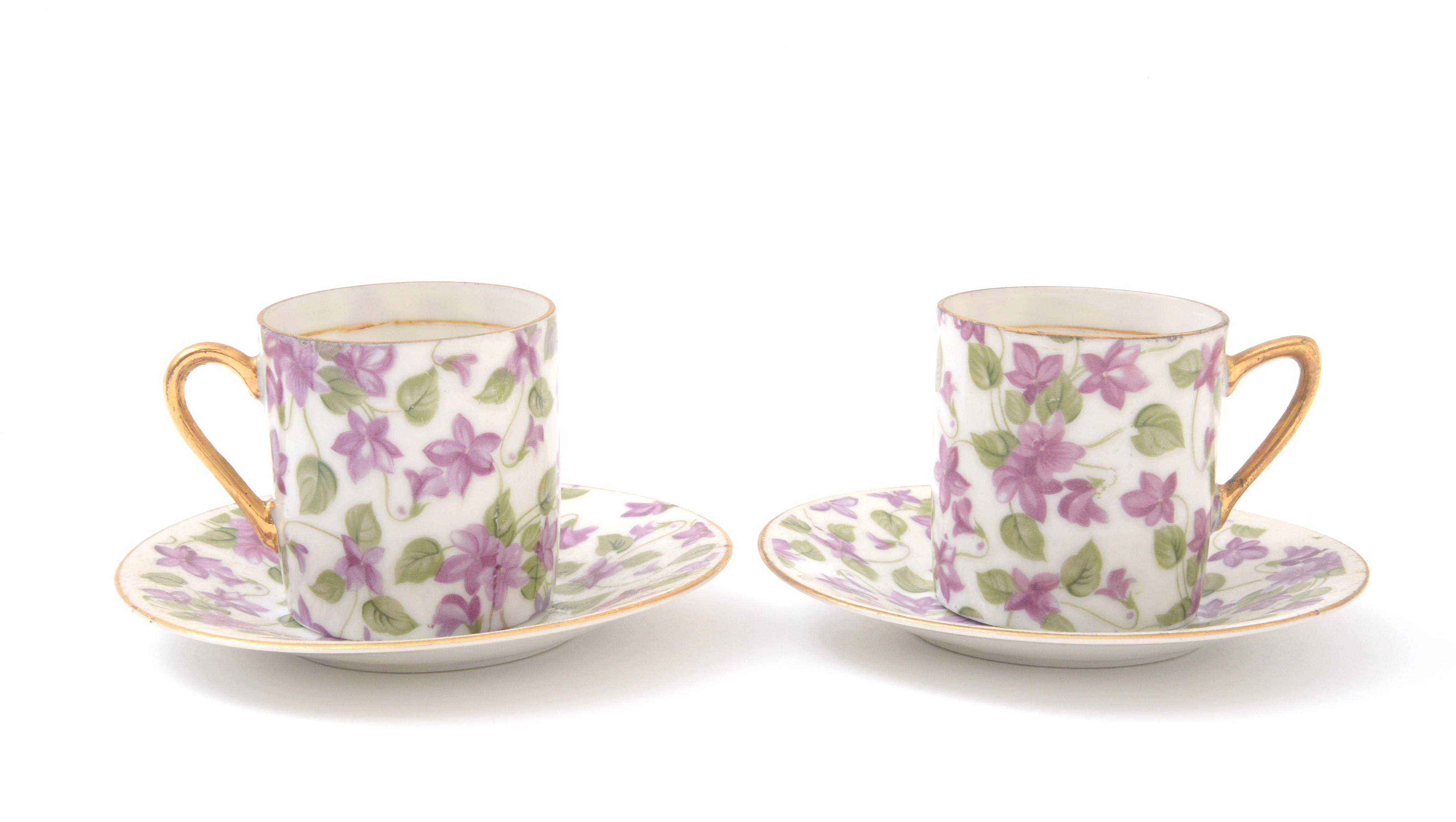 Arnart Creations "Royal Chintz" Porcelain Demitasse Cups and Saucers