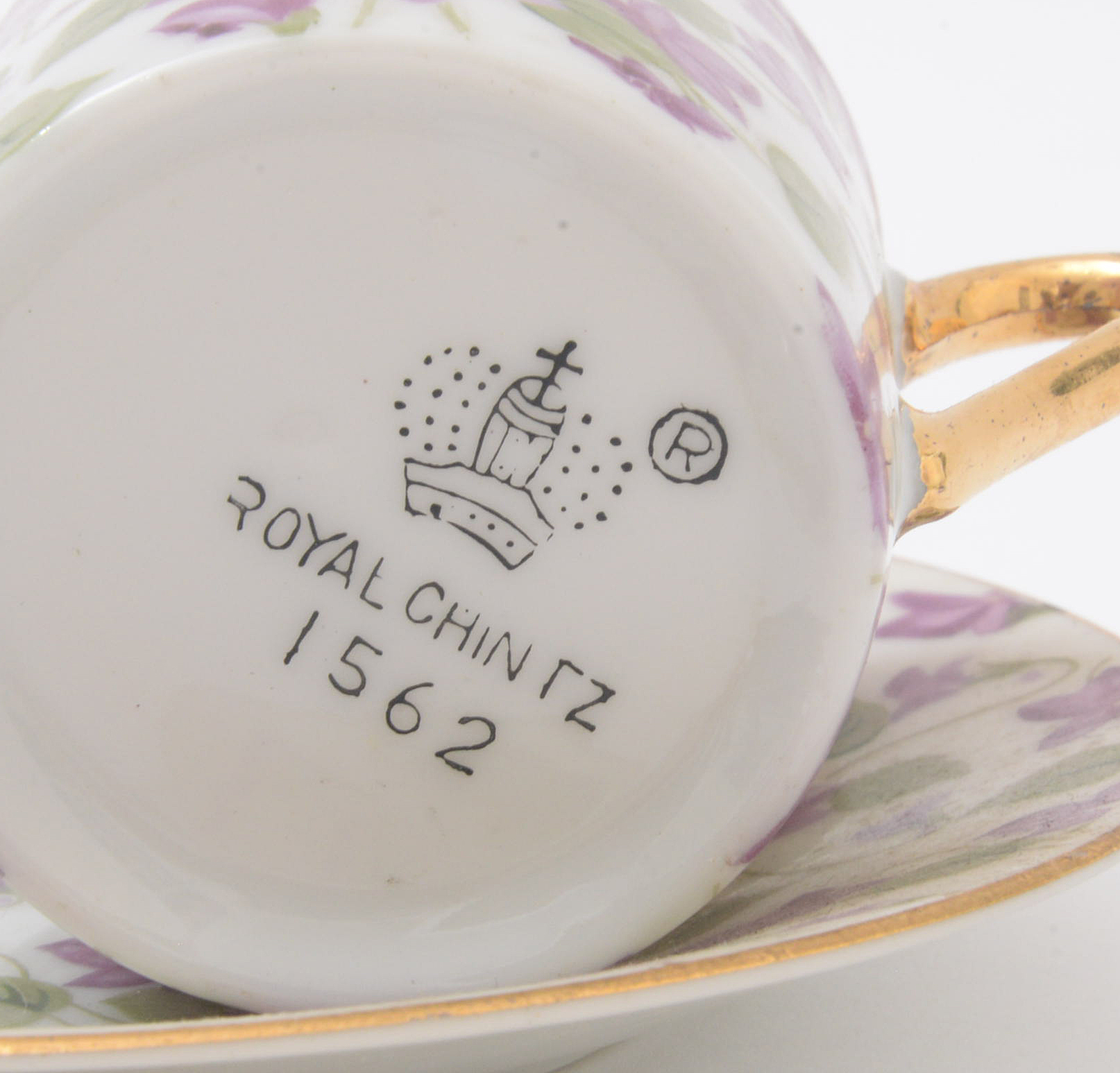 Arnart Creations "Royal Chintz" Porcelain Demitasse Cups and Saucers